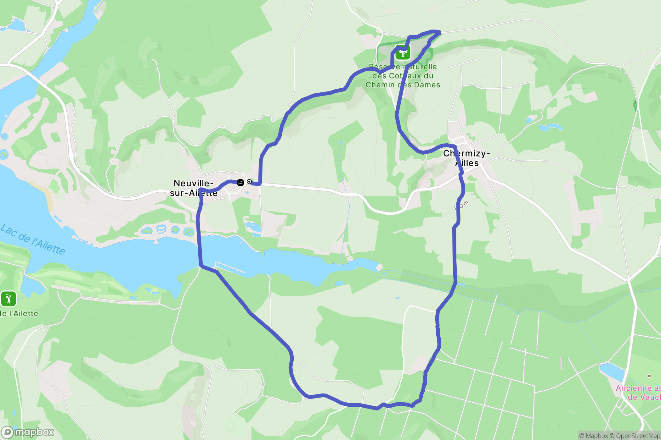 Neuville-sur-Ailette : carte du parcours de randonnée - France