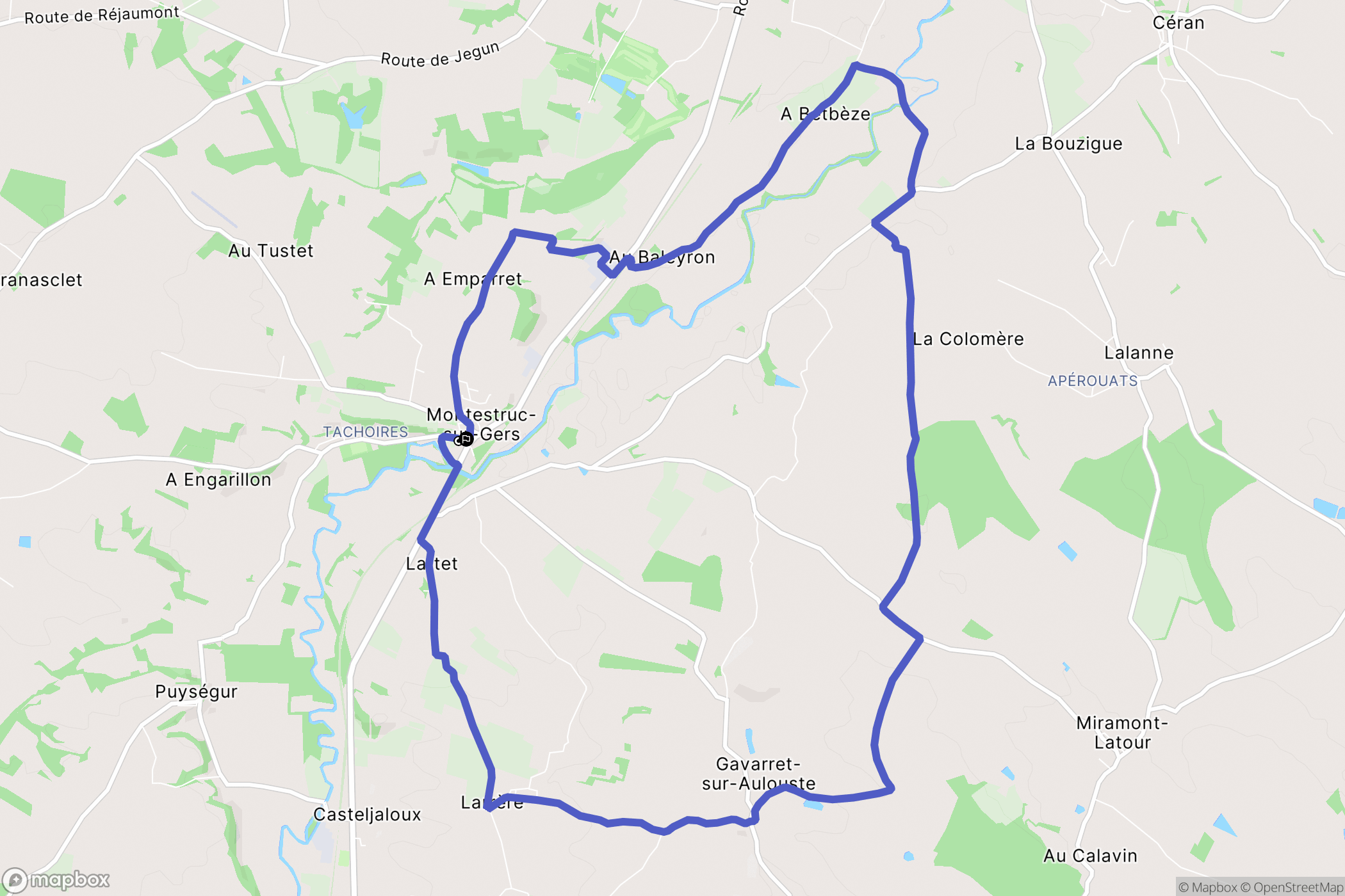 Montestruc-sur-Gers : carte du parcours de randonnée - France