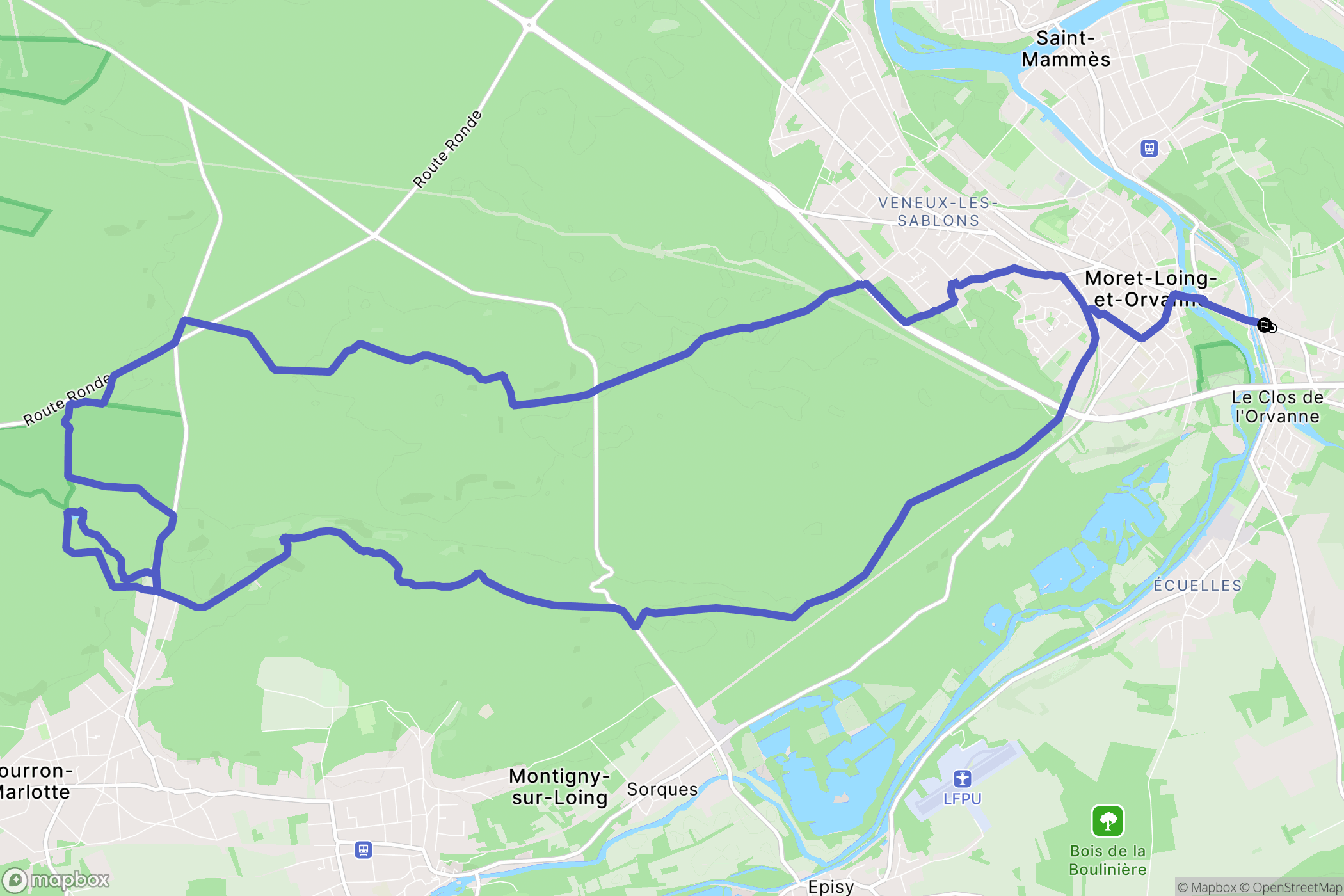 Moret-Loing-et-Orvanne : carte du parcours de randonnée - France