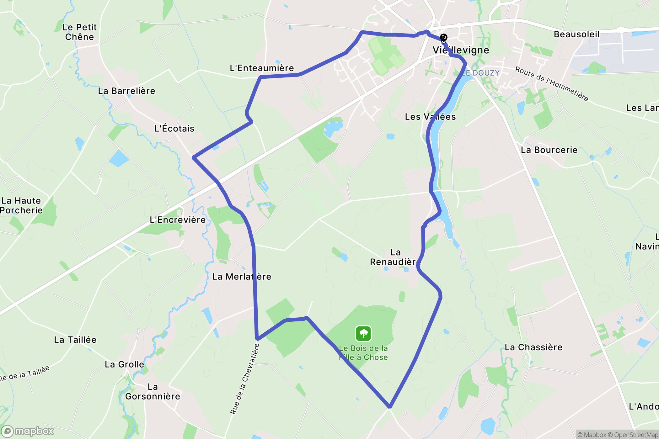 Vieillevigne : carte du parcours de randonnée - France