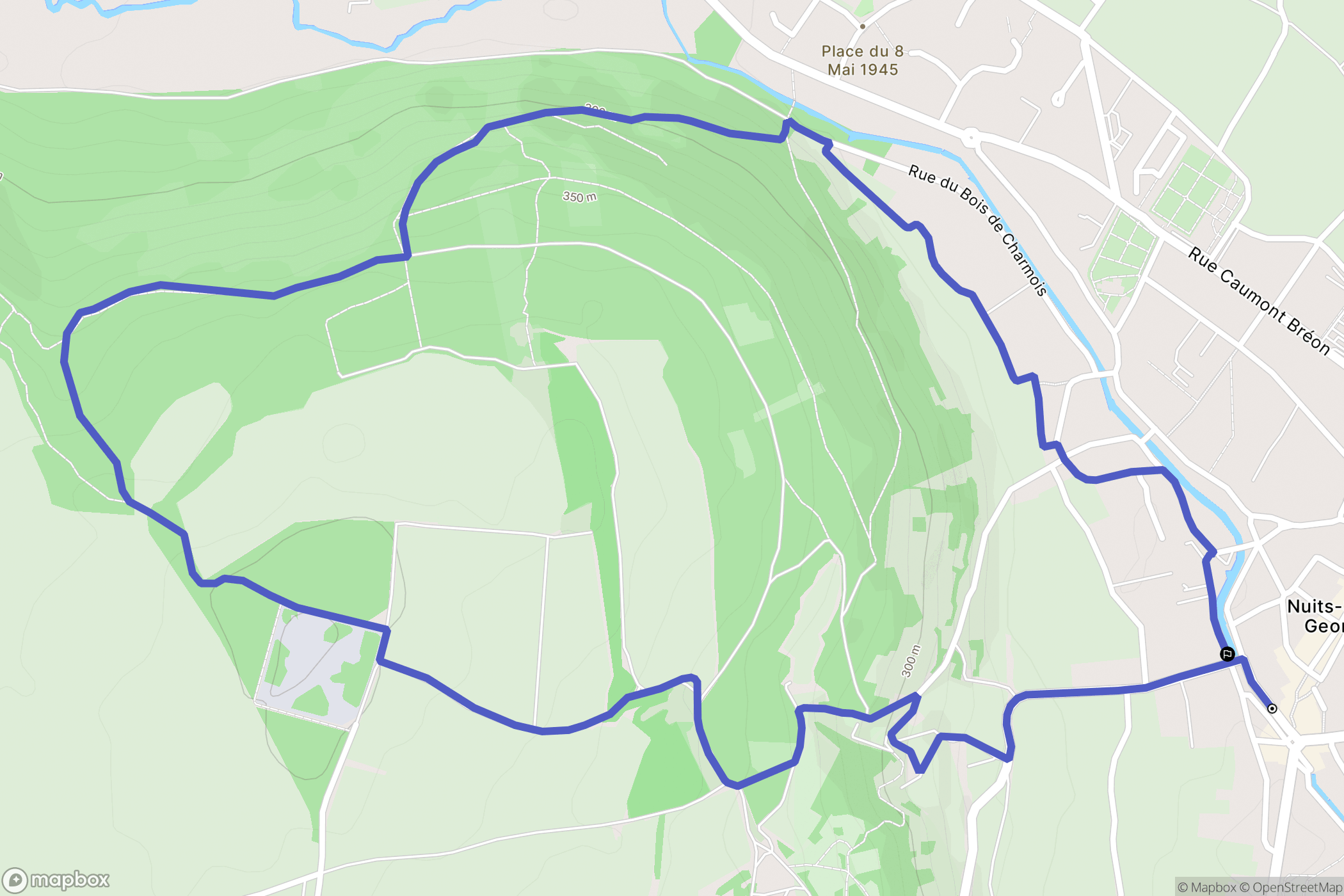 Nuits-Saint-Georges : carte du parcours de randonnée - France
