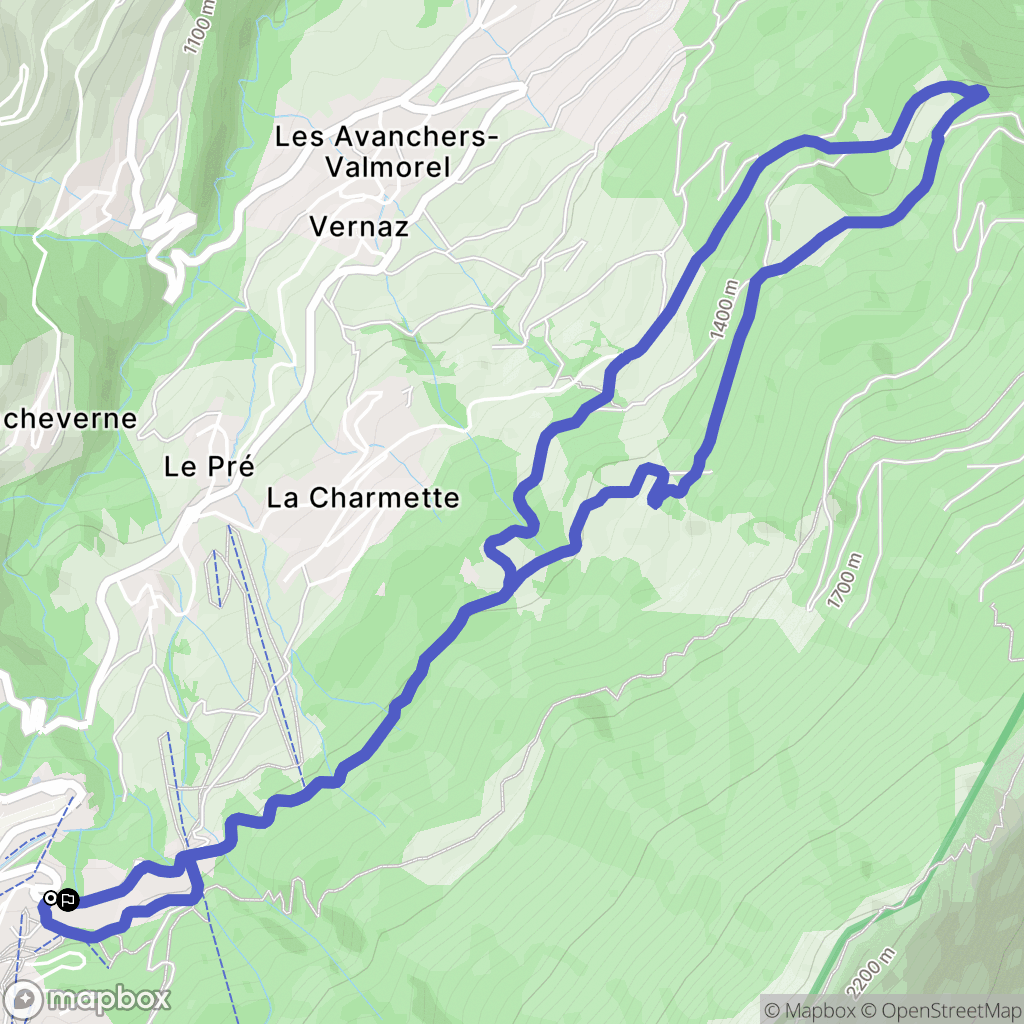 Les Avanchers-Valmorel : carte du parcours de randonnée - France
