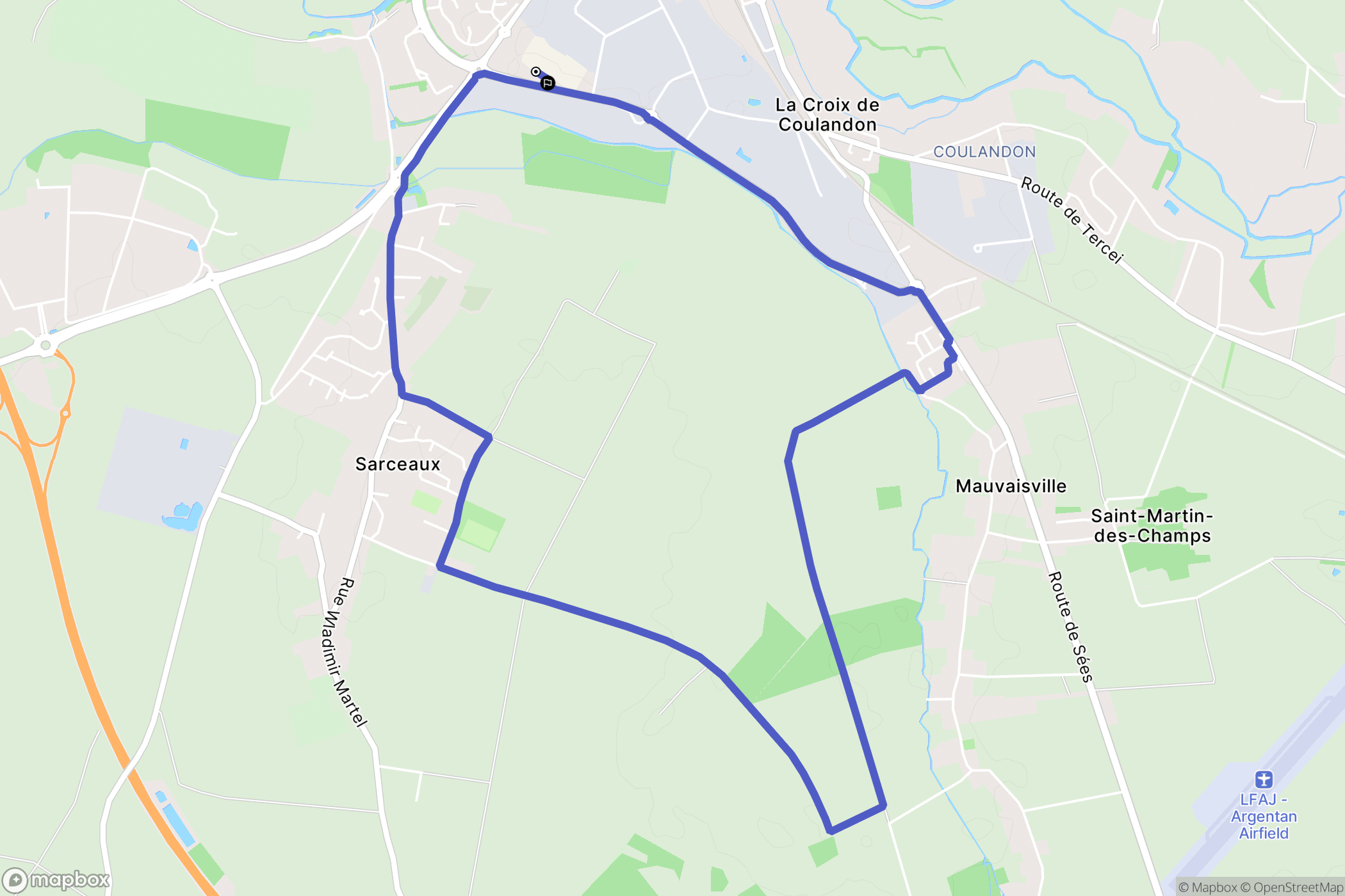 Argentan : carte du parcours de randonnée - France