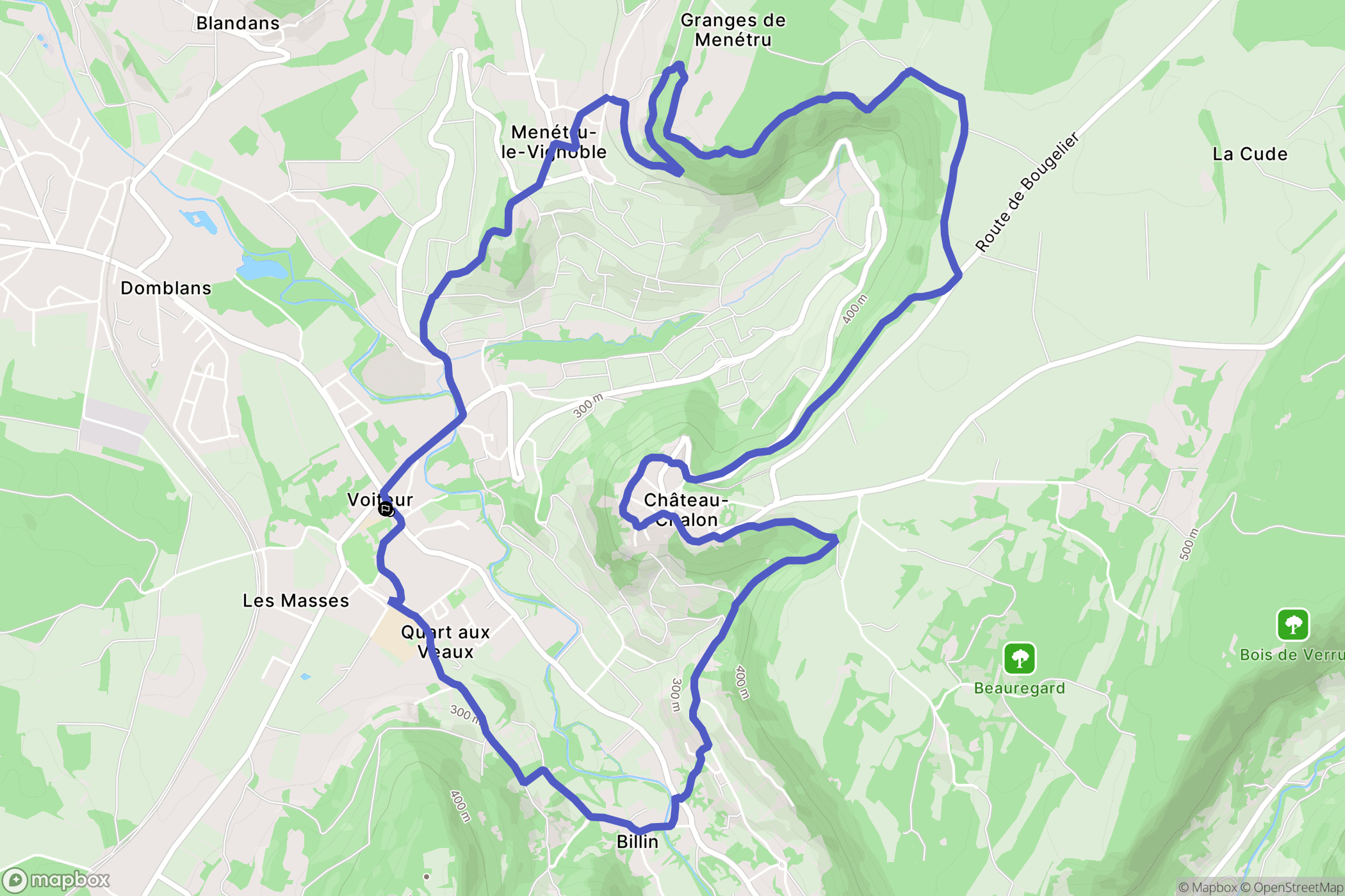 Voiteur : carte du parcours de randonnée - France