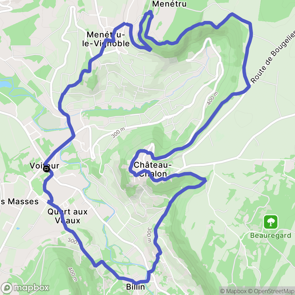 Voiteur : carte du parcours de randonnée - France