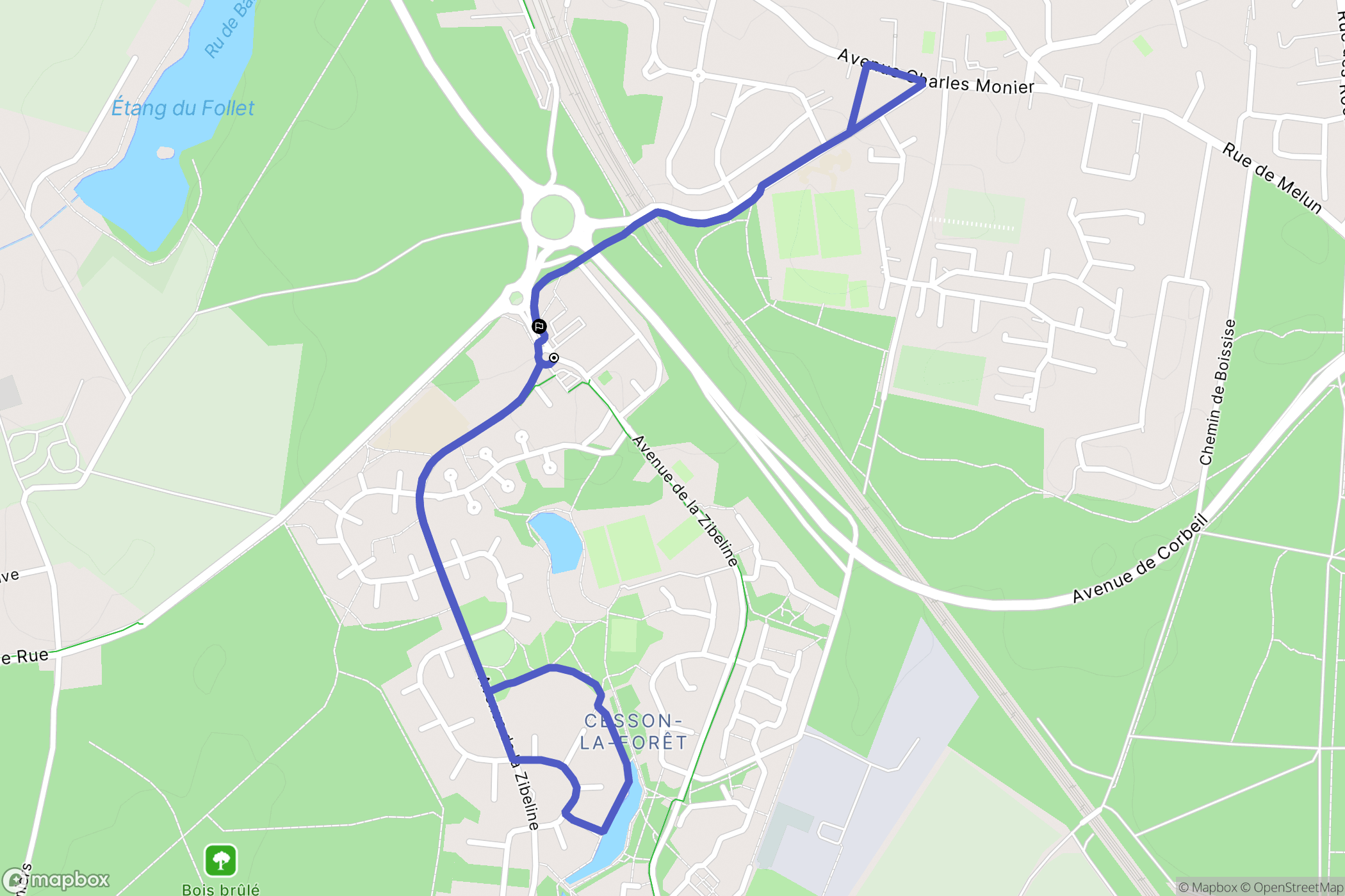 Cesson : carte du parcours de randonnée - France