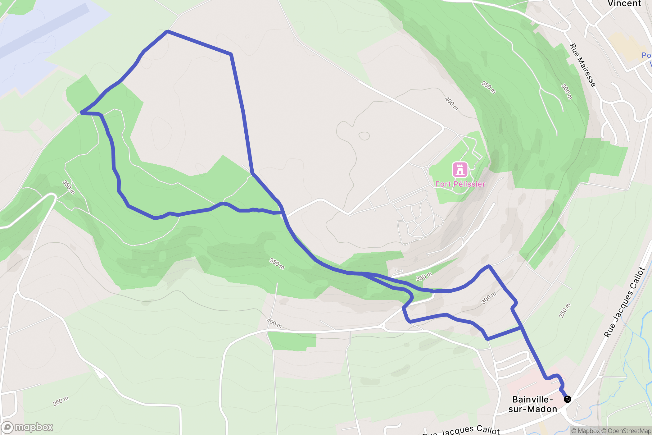 Bainville sur Madon : carte du parcours de randonnée - France