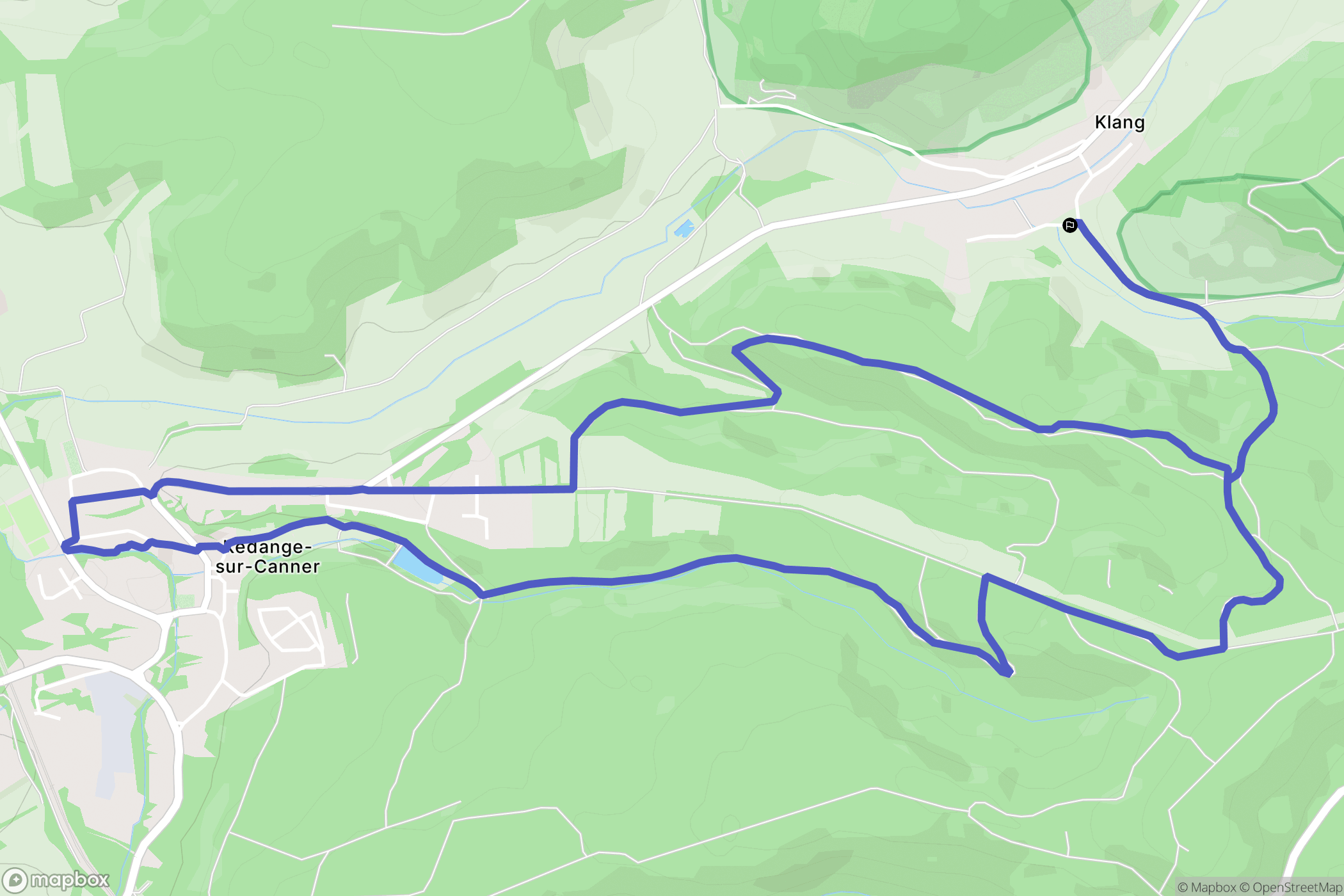 Klang : carte du parcours de randonnée - France
