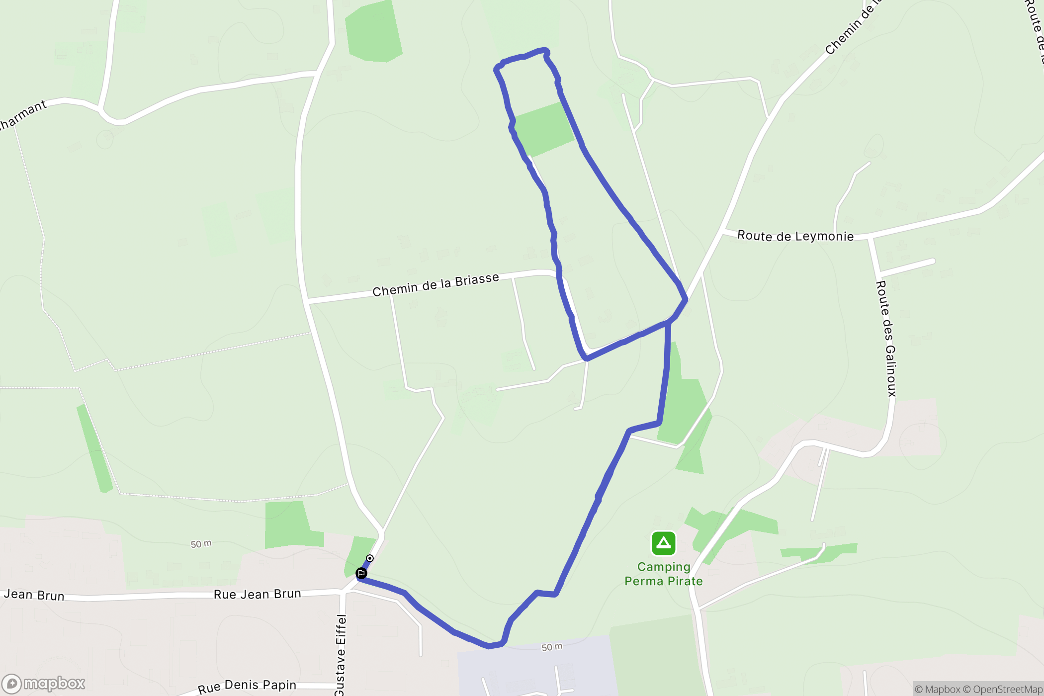 Bergerac : carte du parcours de randonnée - France