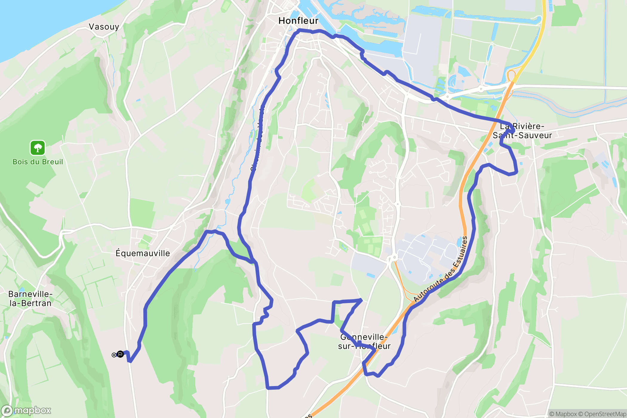Saint-Gatien-des-Bois : carte du parcours de randonnée - France