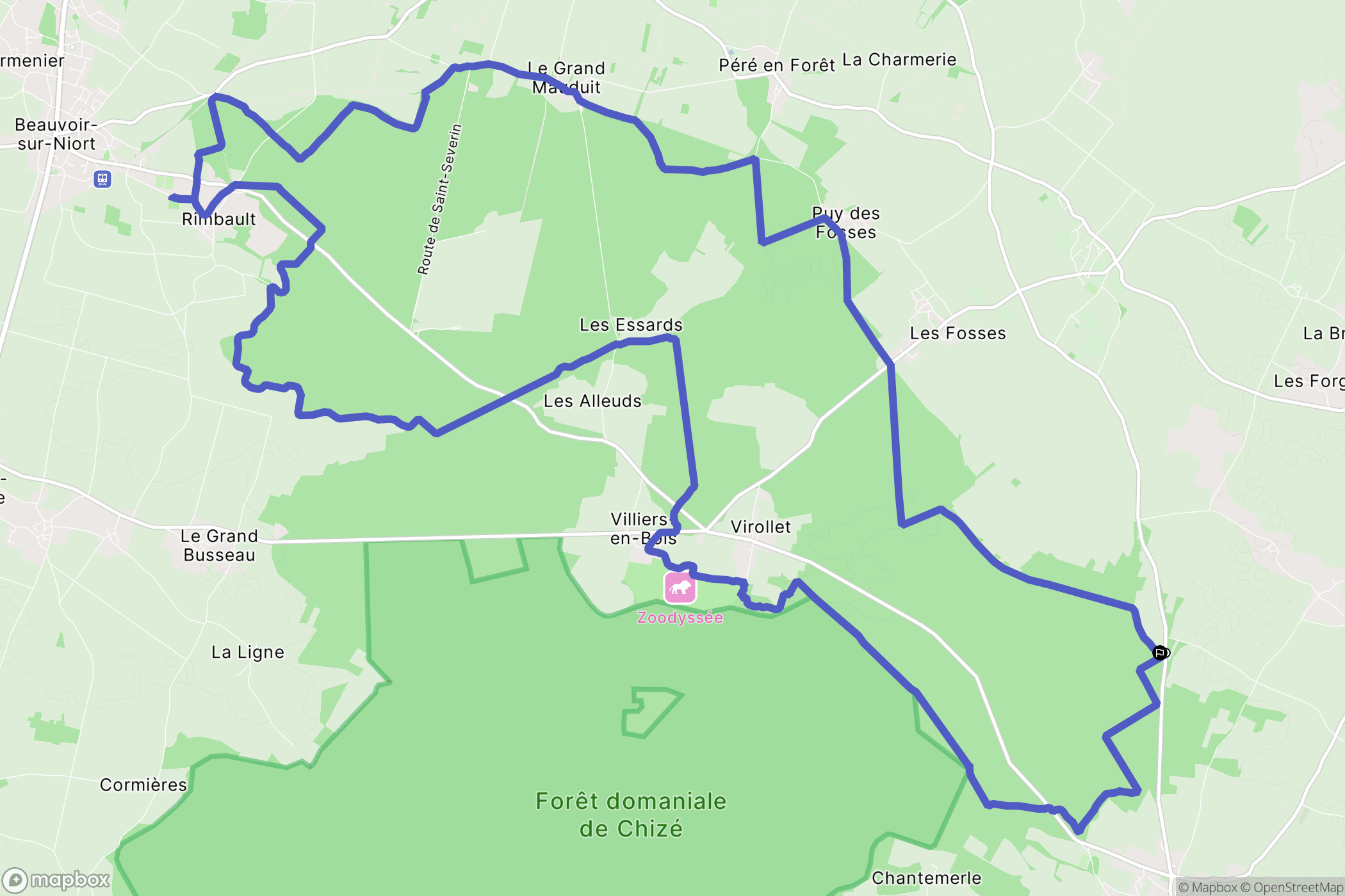 Brieuil-sur-Chizé : carte du parcours de randonnée - France