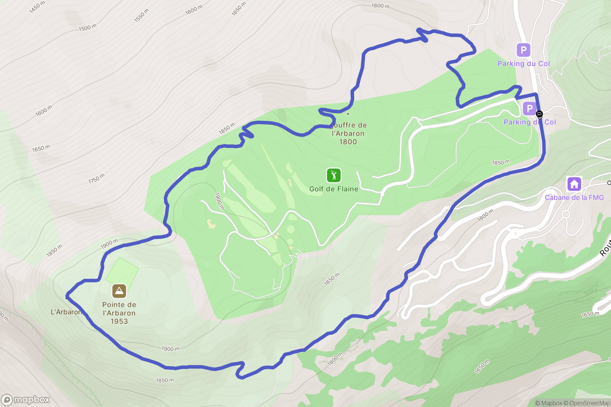 Arâches-la-Frasse : carte du parcours de randonnée - France