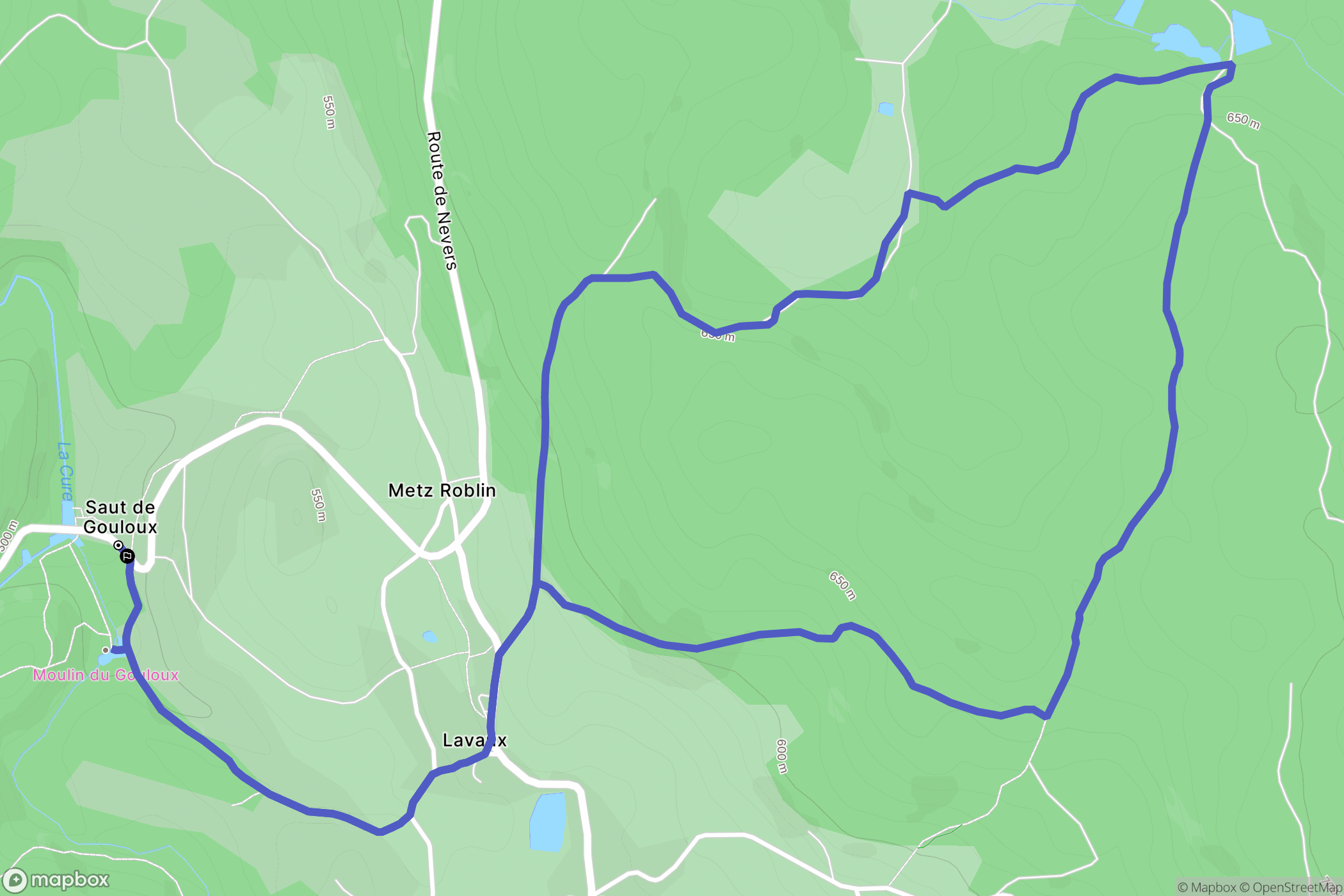 Gouloux : carte du parcours de randonnée - France
