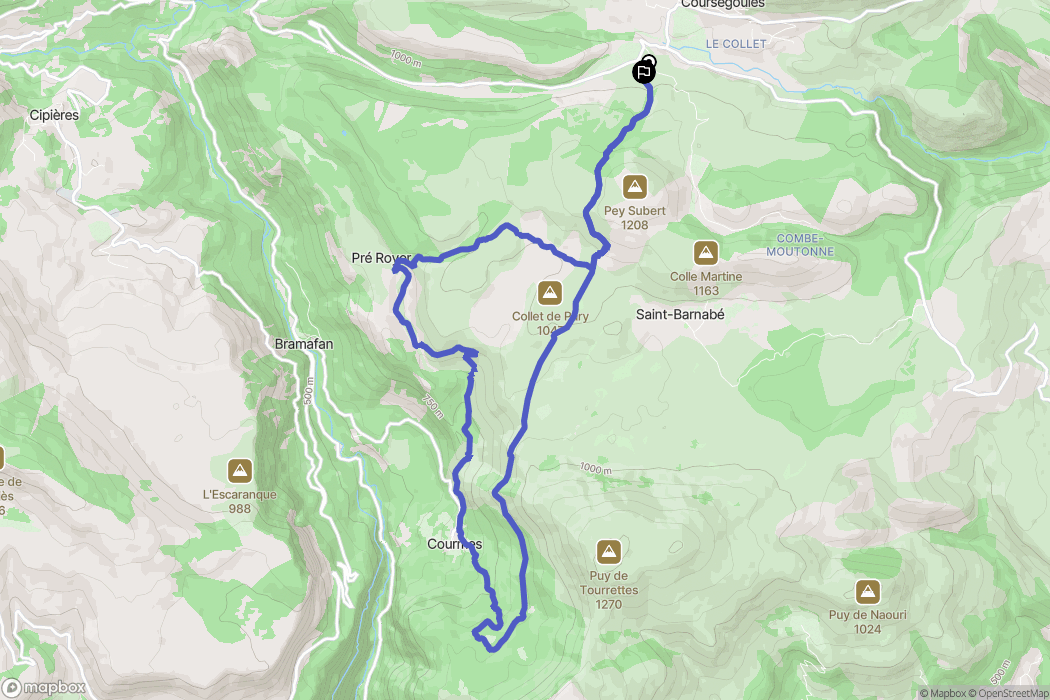 Coursegoules : carte du parcours de randonnée - France