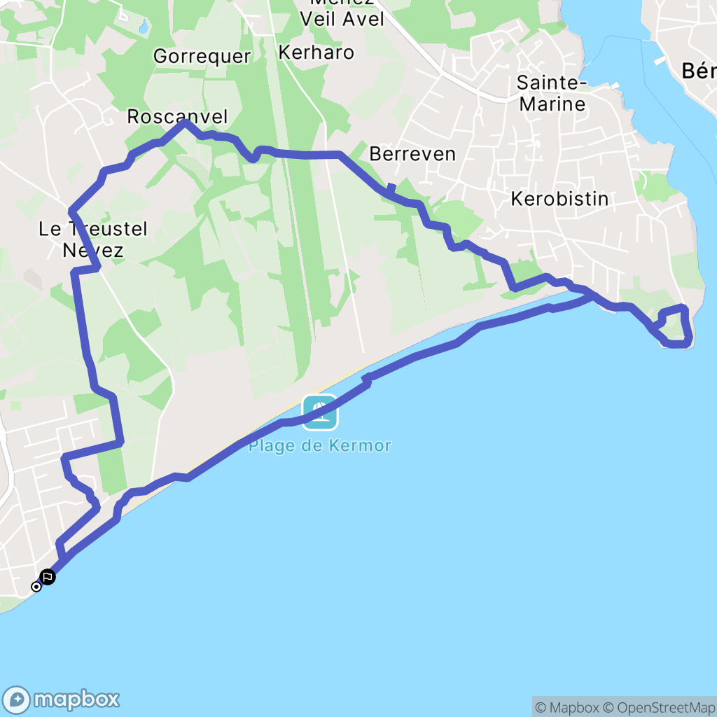 Île-Tudy : carte du parcours de randonnée - France