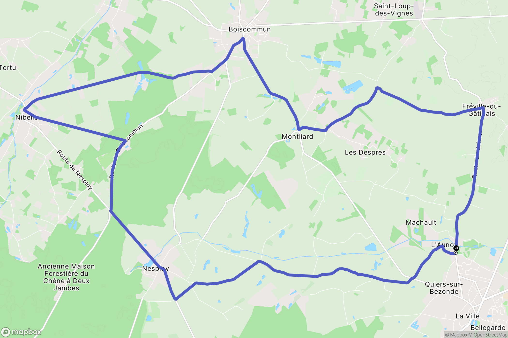 Quiers-sur-Bézonde : carte du parcours de randonnée - France