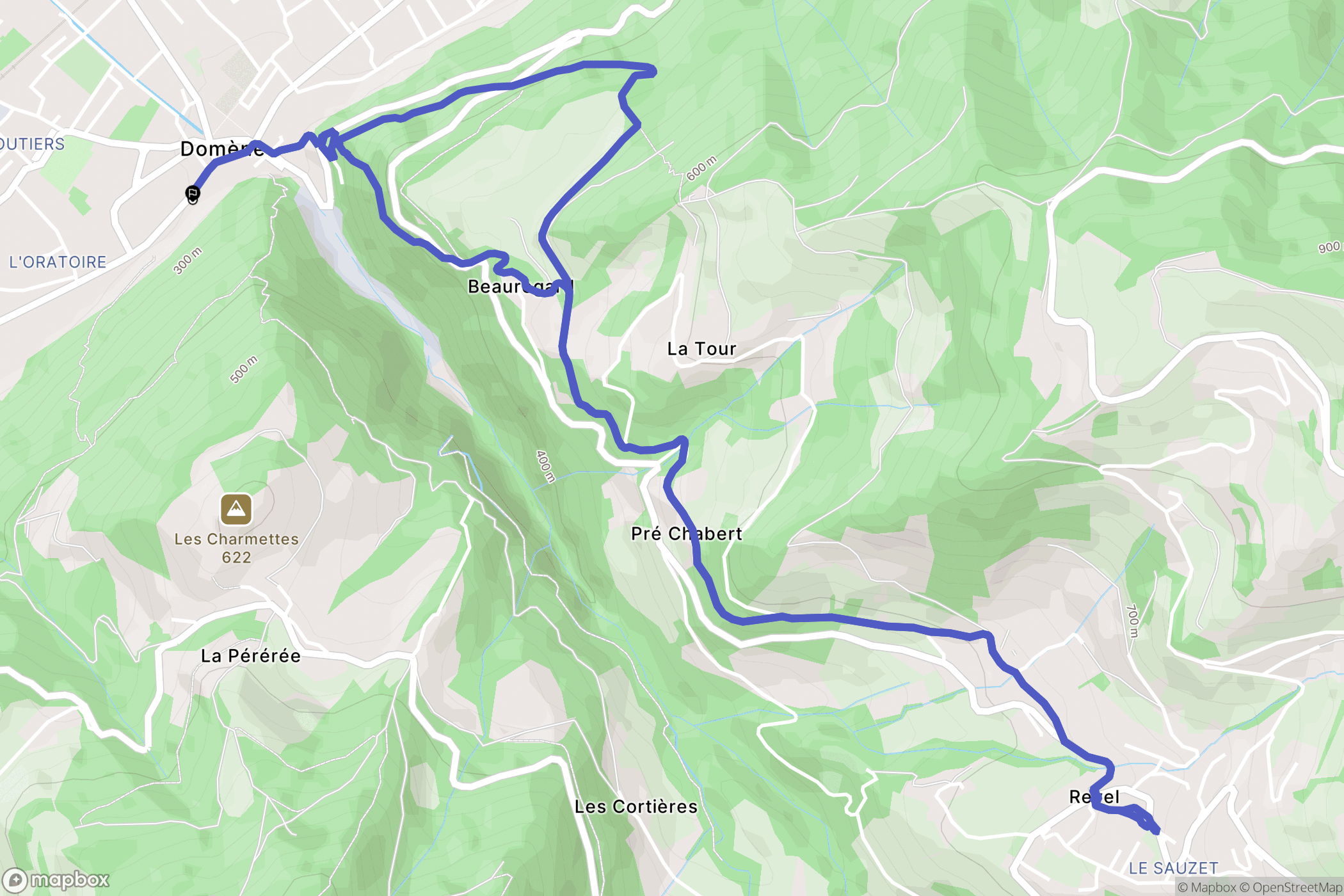 Domène : carte du parcours de randonnée - France