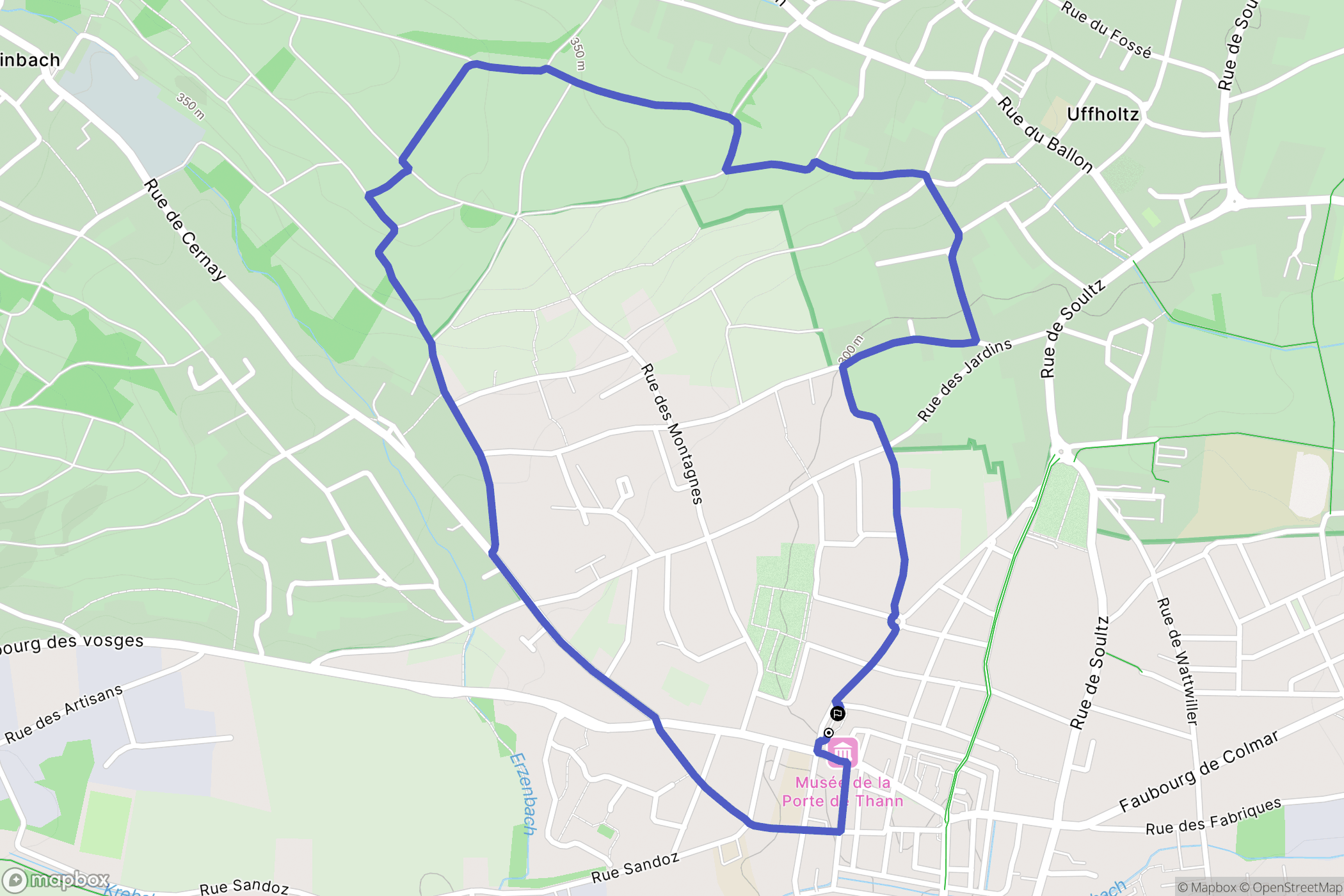 Cernay : carte du parcours de randonnée - France