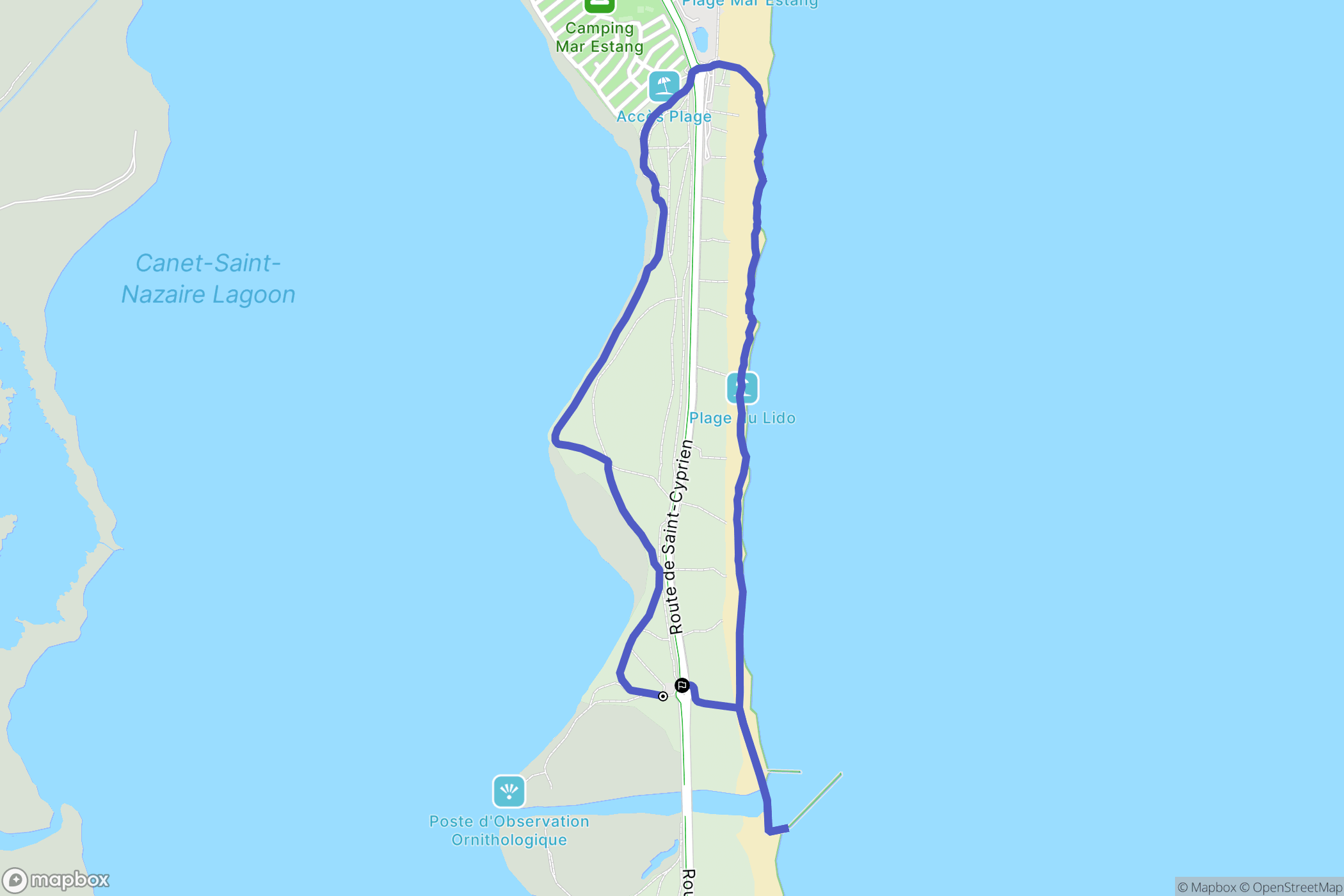 Canet-en-Roussillon : carte du parcours de randonnée - France
