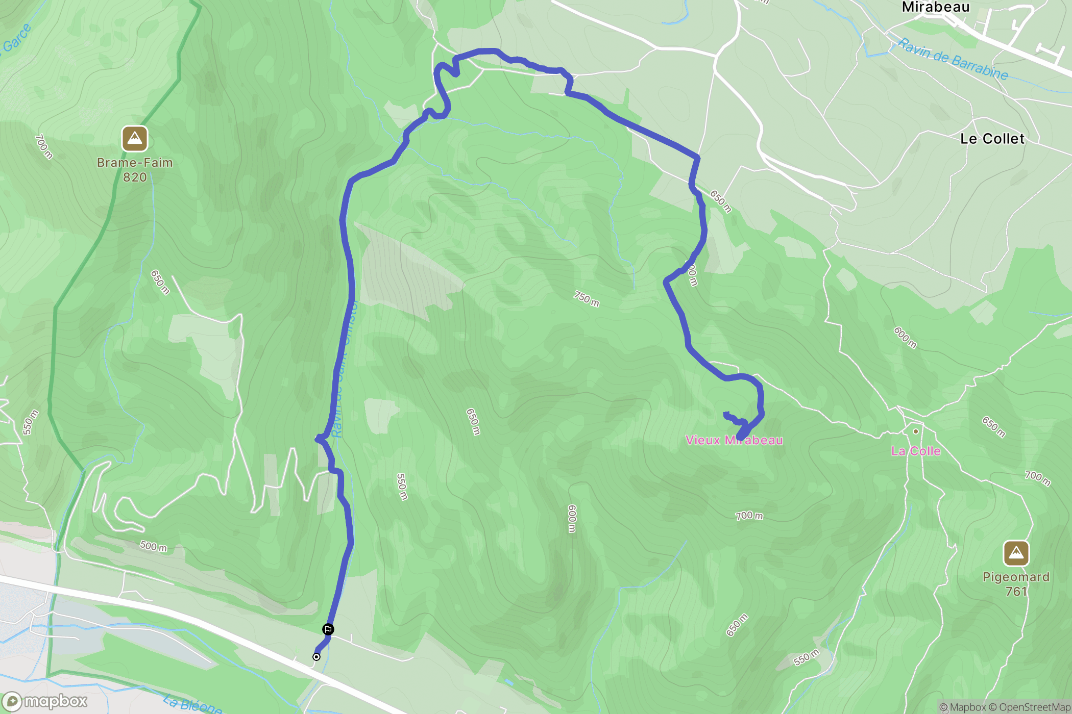 Mirabeau : carte du parcours de randonnée - France
