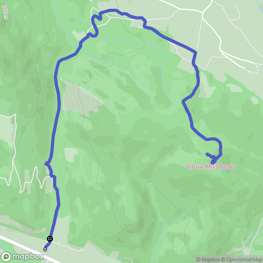 Mirabeau : carte du parcours de randonnée - France