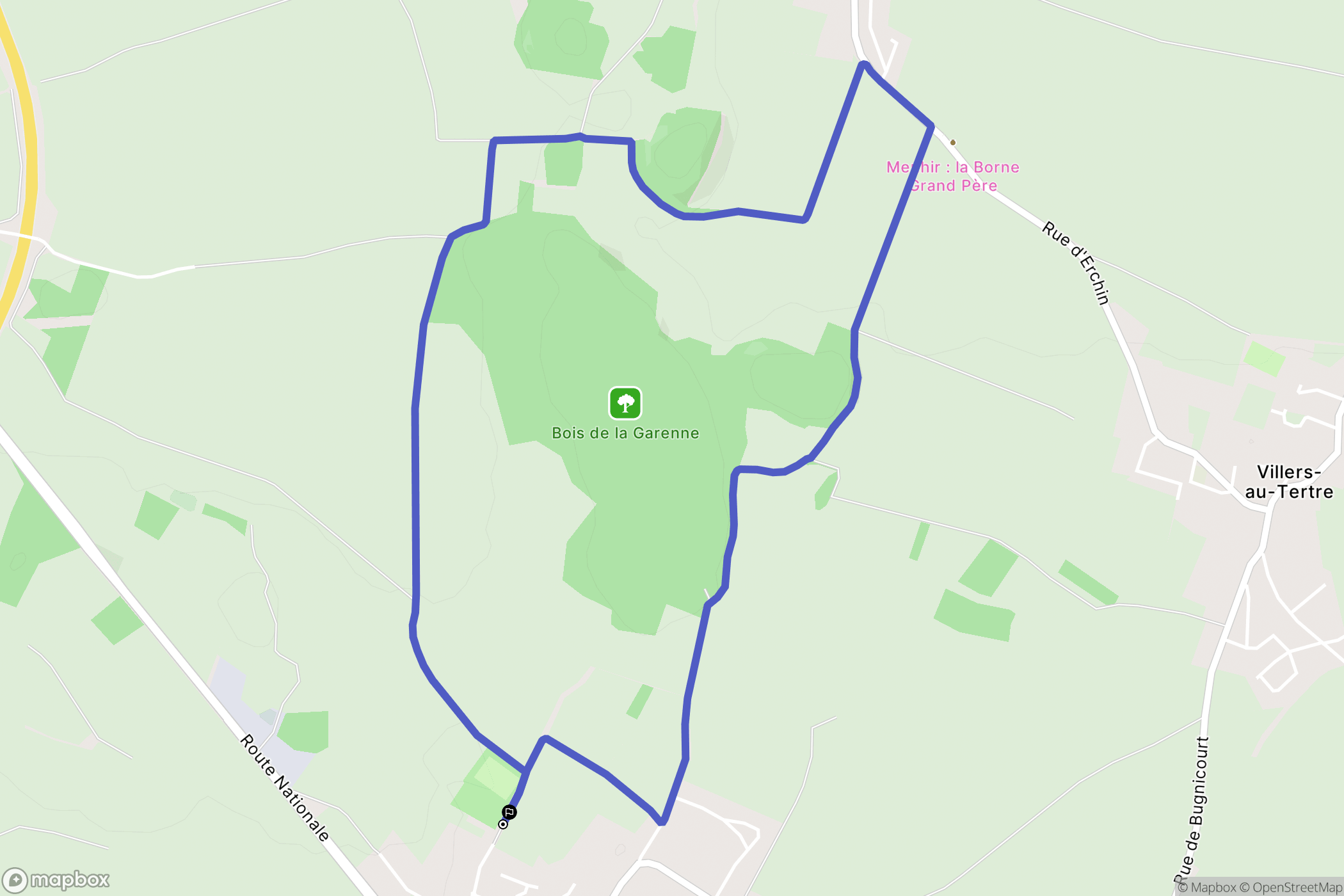 Bugnicourt : carte du parcours de randonnée - France