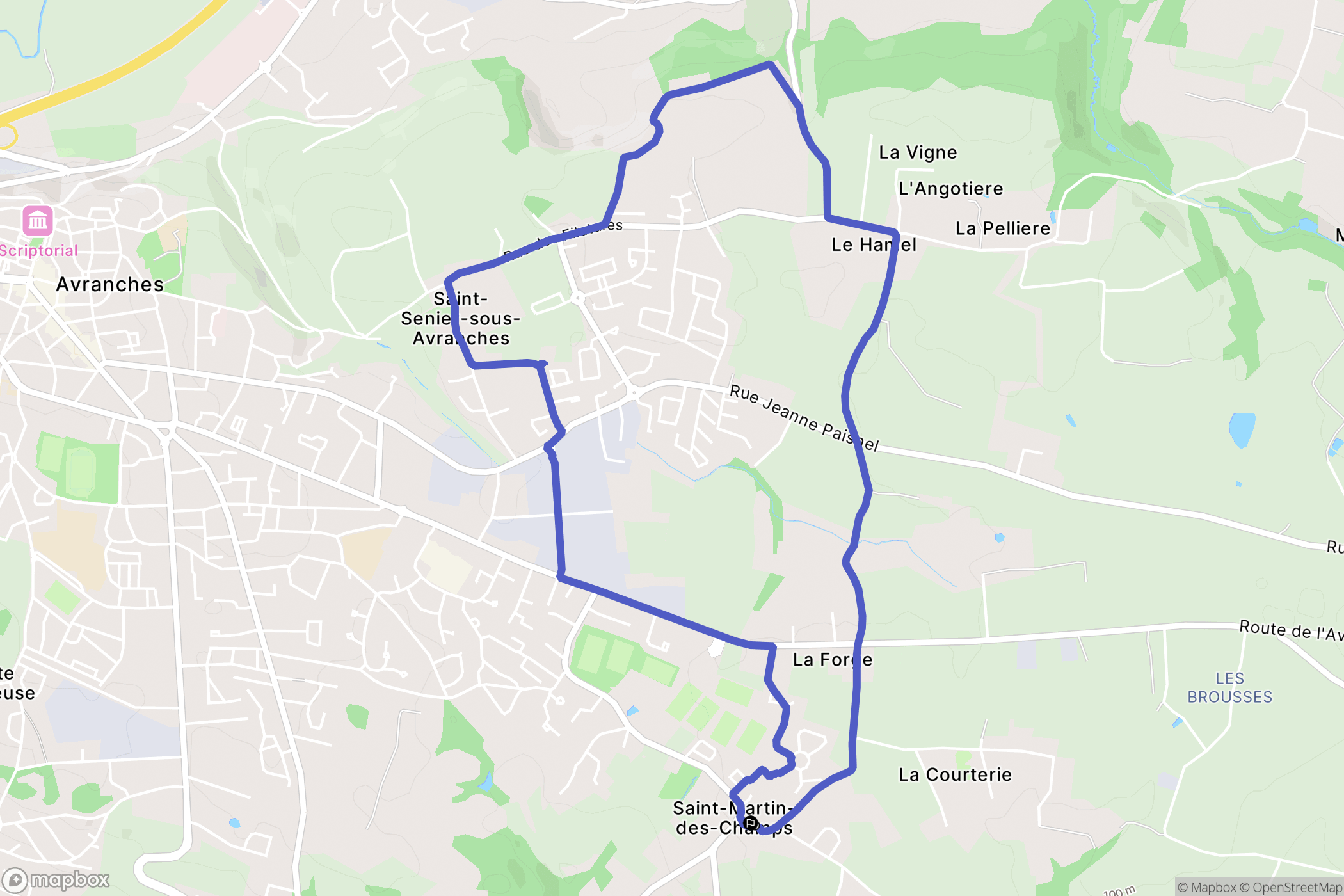 Avranches : carte du parcours de randonnée - France