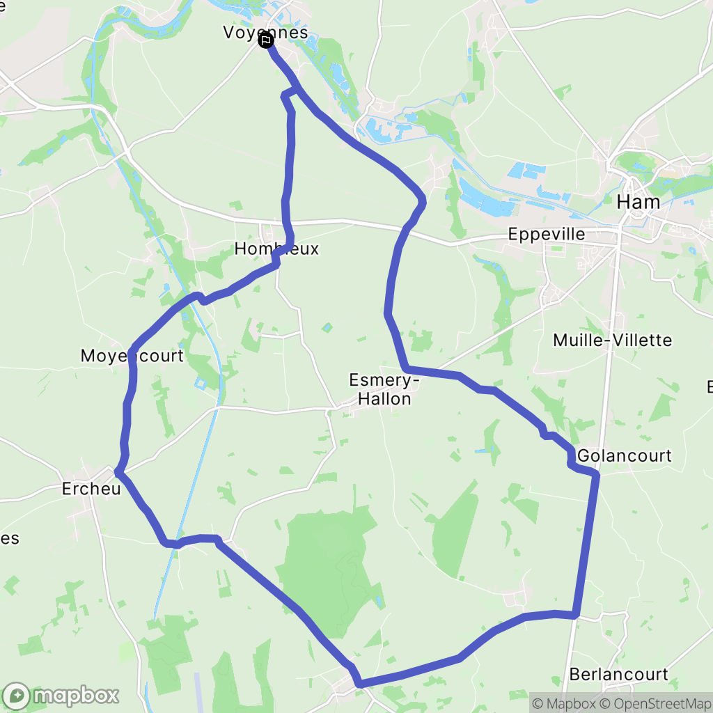 Voyennes : carte du parcours de randonnée - France