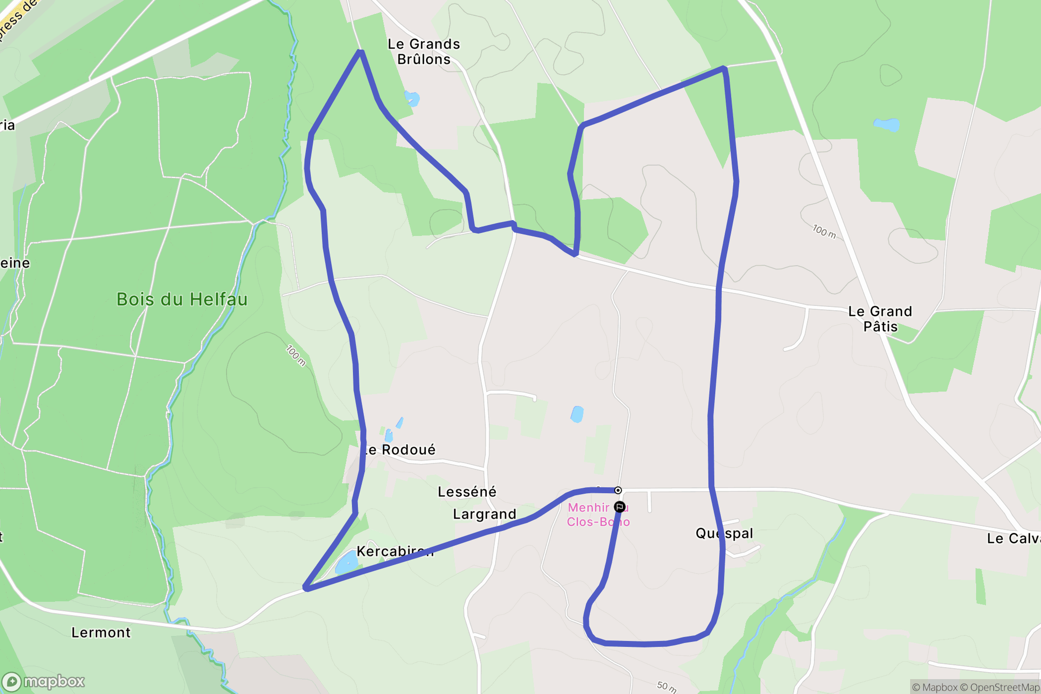 Le Cours : carte du parcours de randonnée - France