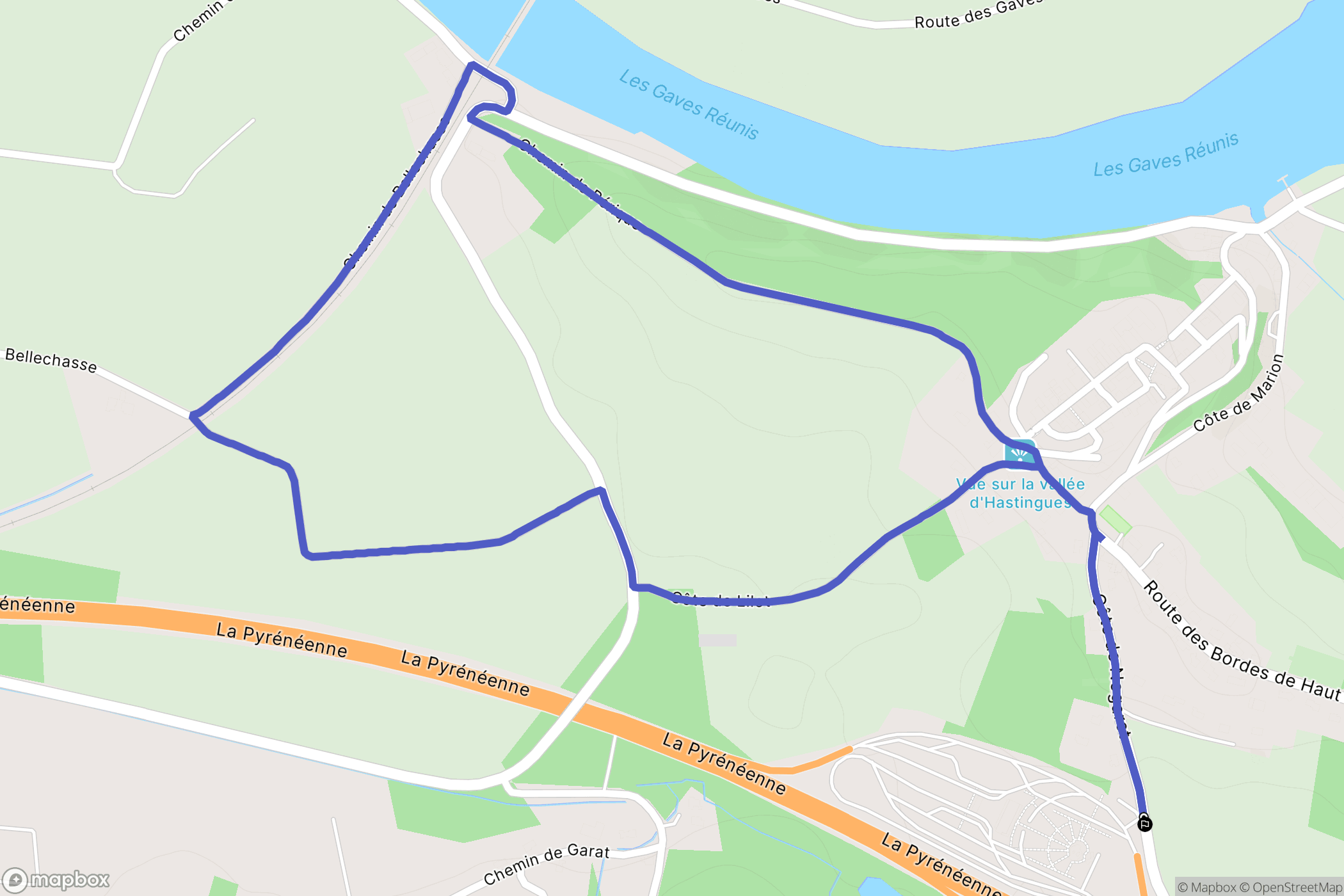 Hastingues : carte du parcours de randonnée - France