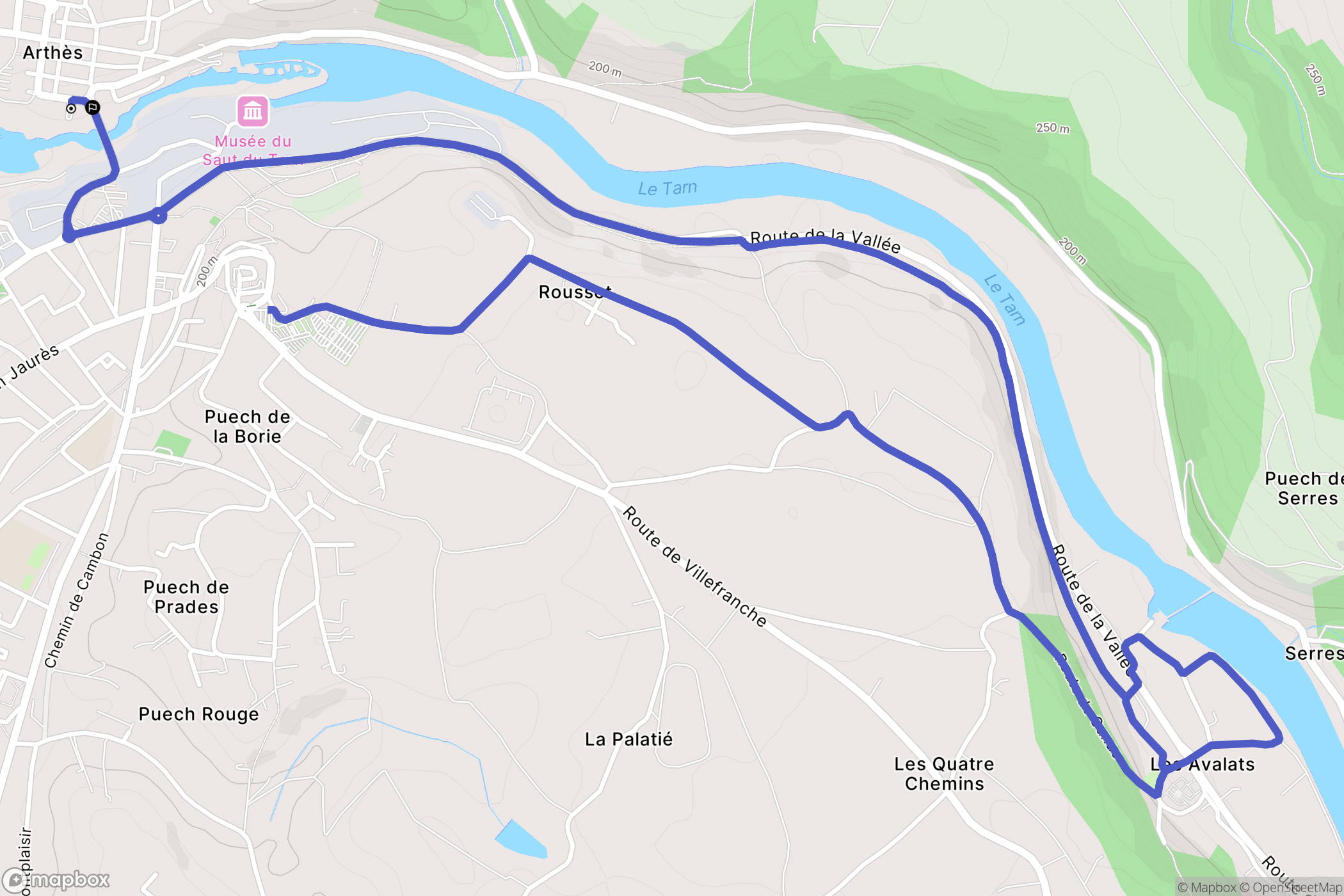 Arthès : carte du parcours de randonnée - France