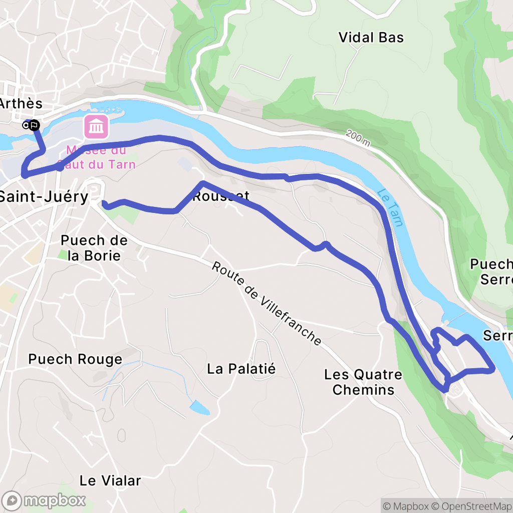Arthès : carte du parcours de randonnée - France