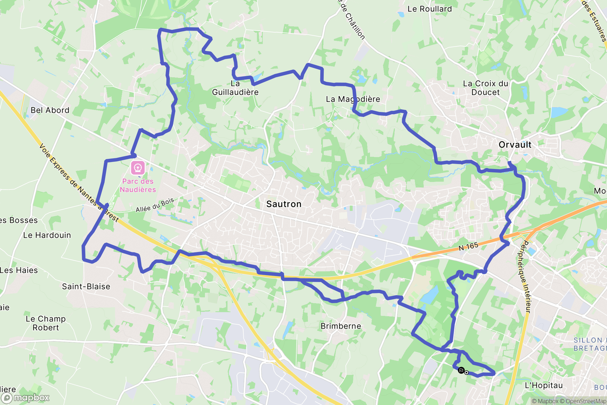 Nantes : carte du parcours de randonnée - France