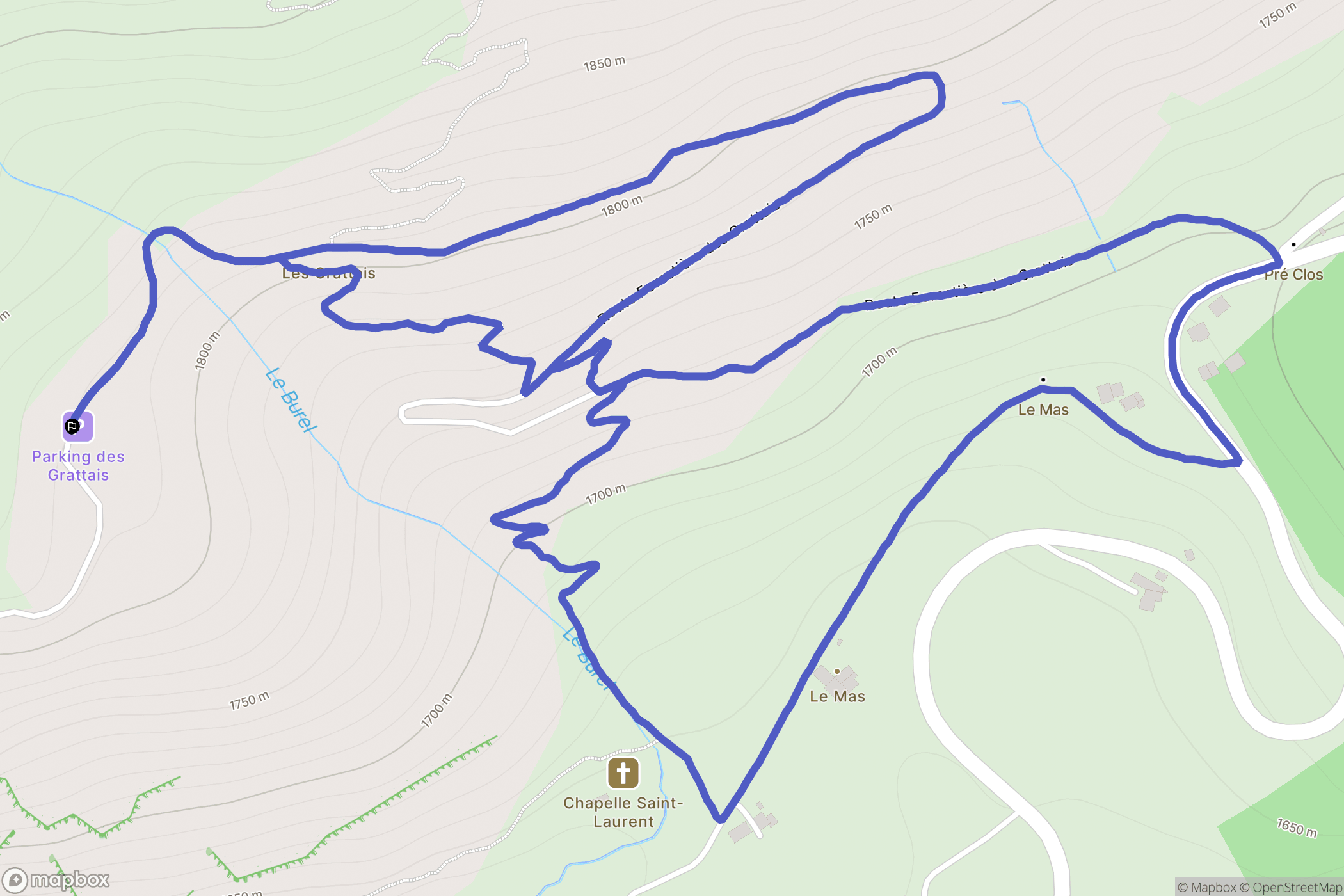 Val-Cenis : carte du parcours de randonnée - France