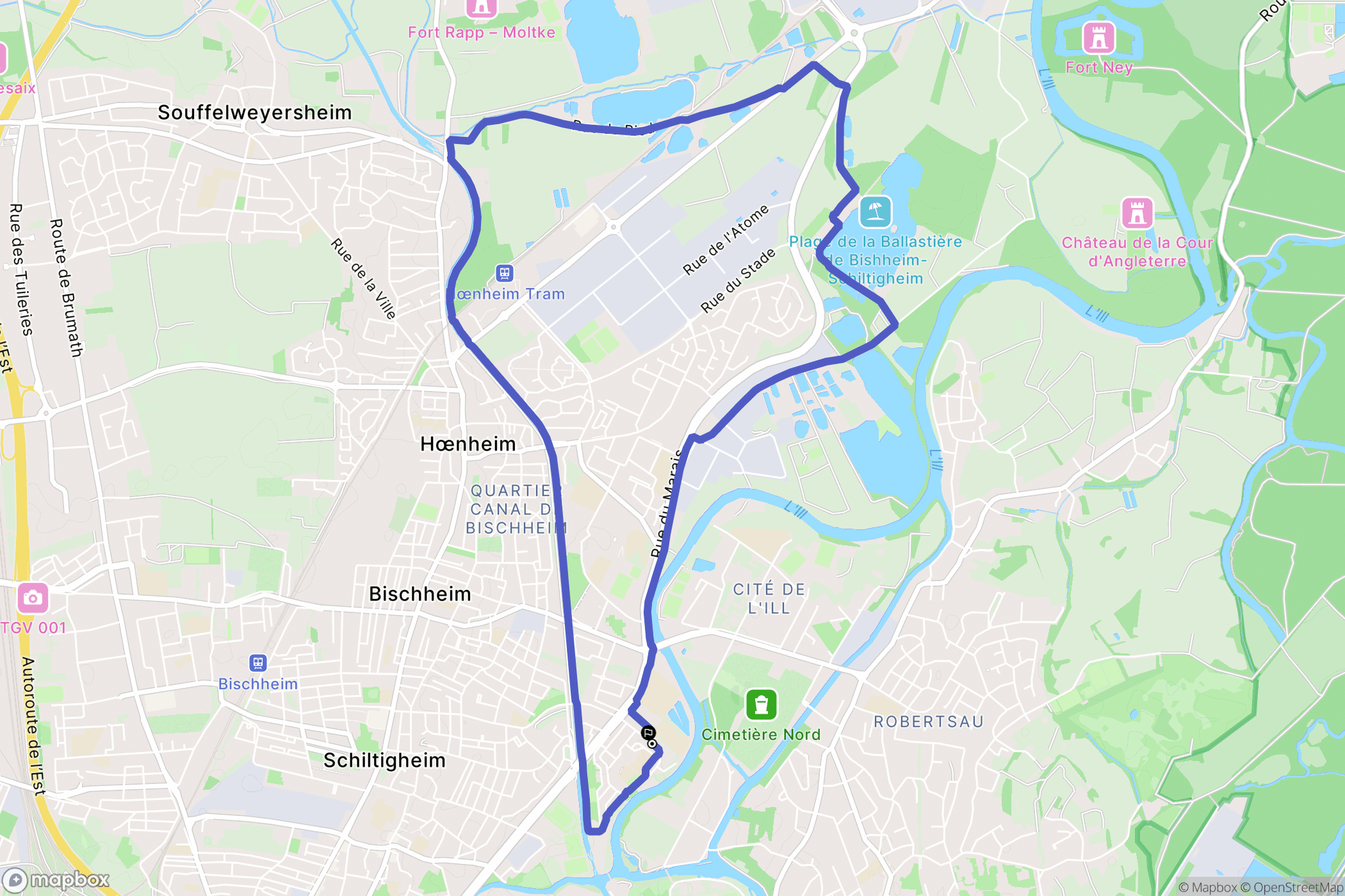 Schiltigheim : carte du parcours de randonnée - France