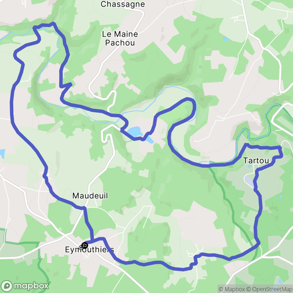Eymouthiers : carte du parcours de randonnée - France