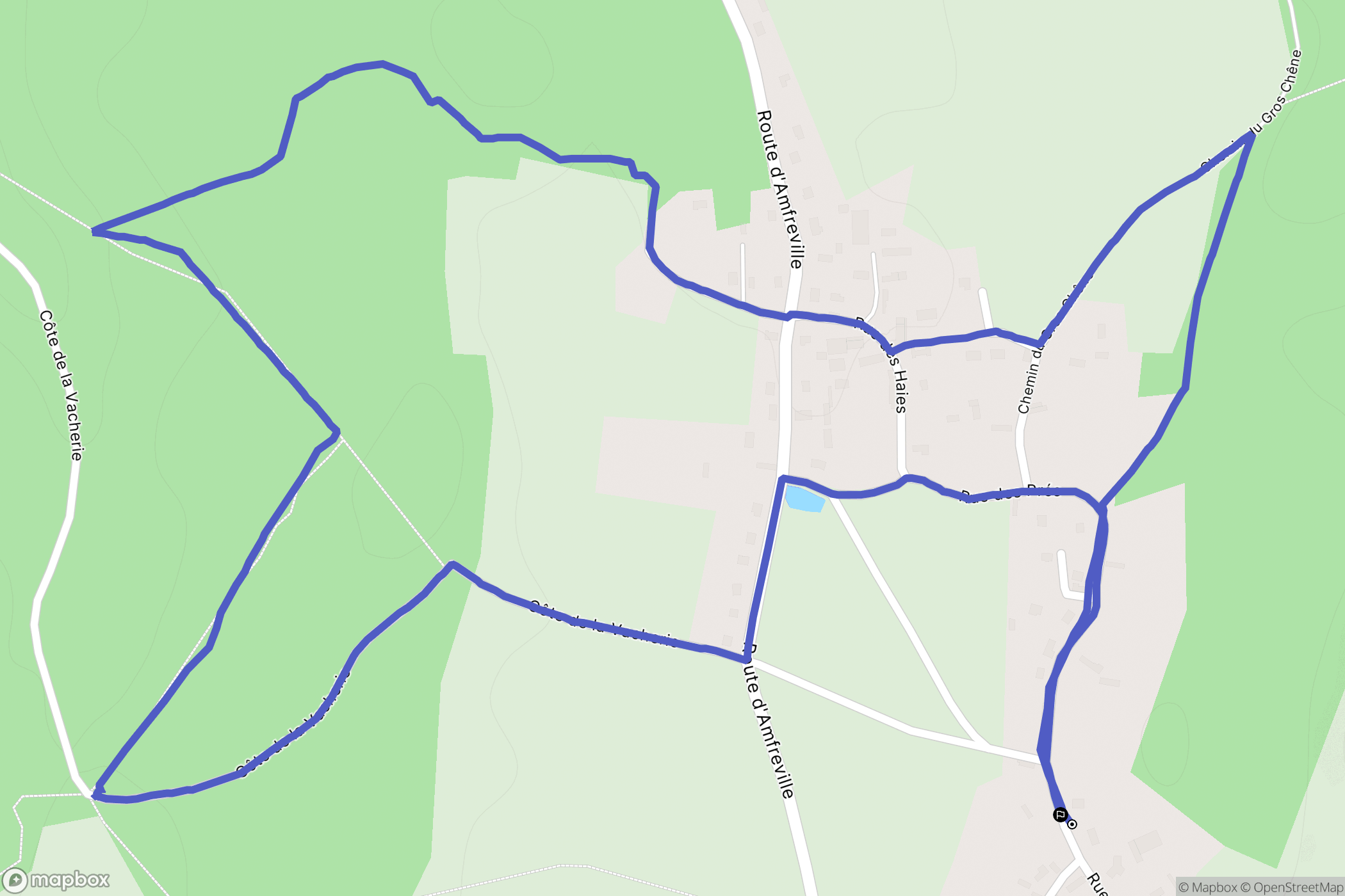 La Vacherie : carte du parcours de randonnée - France