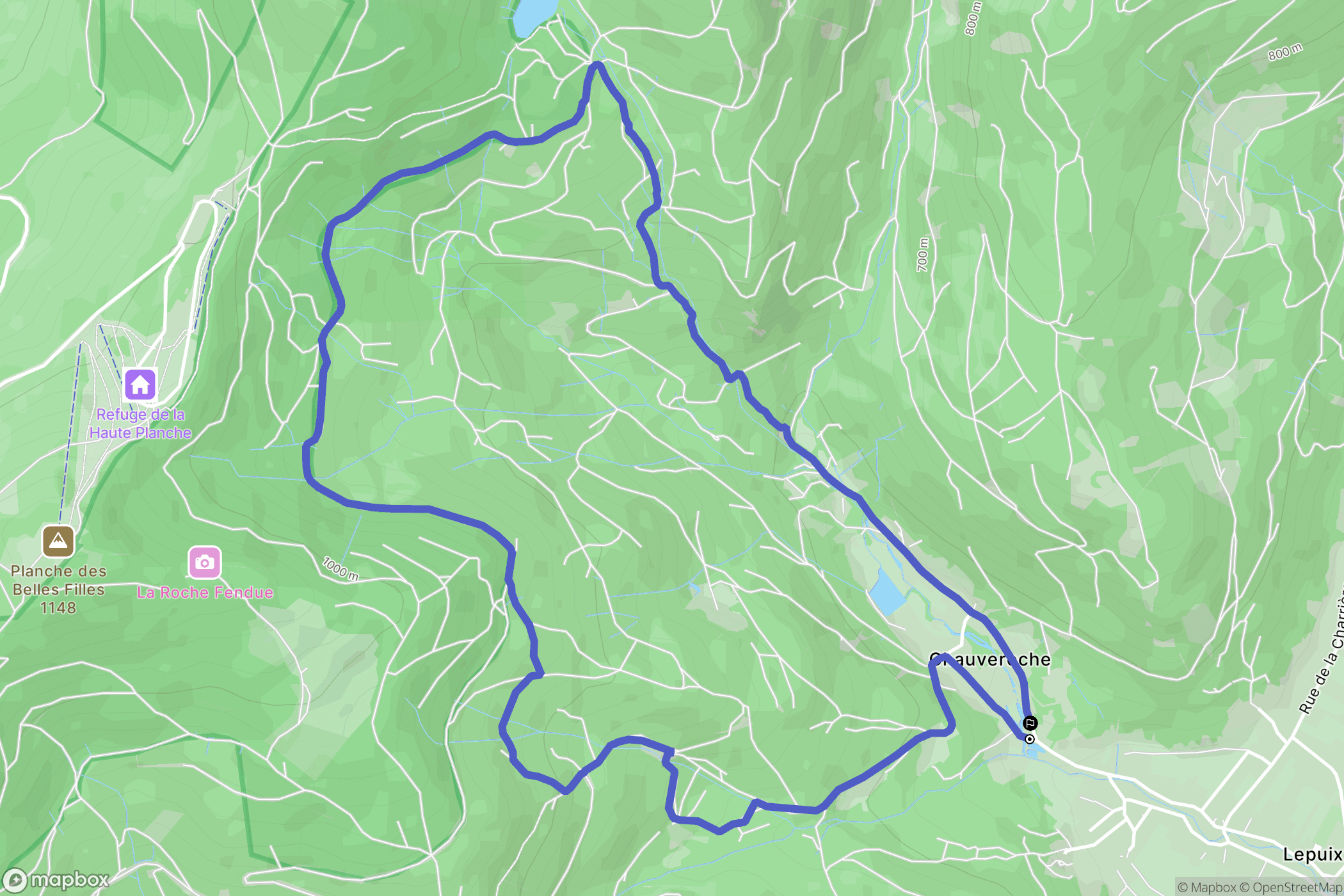 Lepuix : carte du parcours de randonnée - France