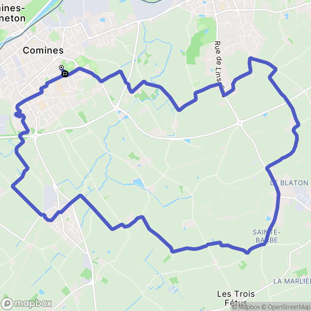Comines : carte du parcours de randonnée - France