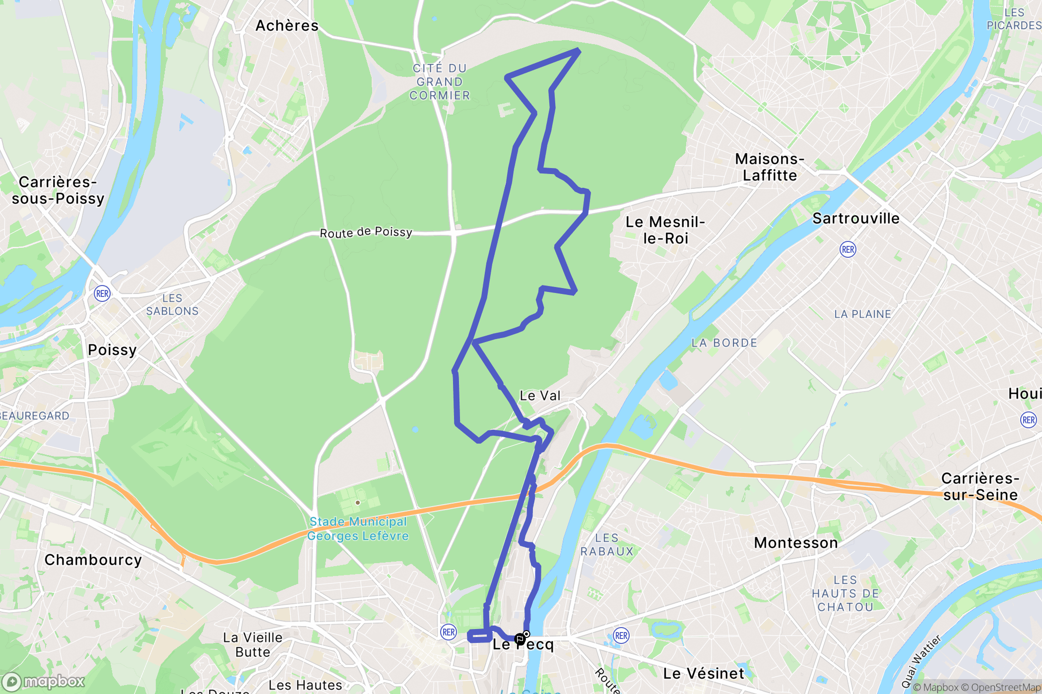 Le Pecq : carte du parcours de randonnée - France