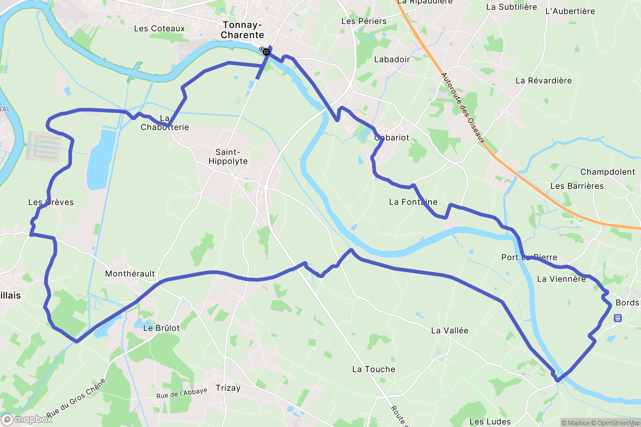 Tonnay Charente : carte du parcours de randonnée - France