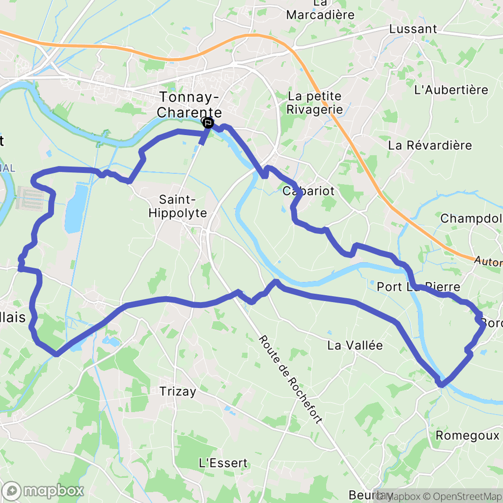 Tonnay Charente : carte du parcours de randonnée - France