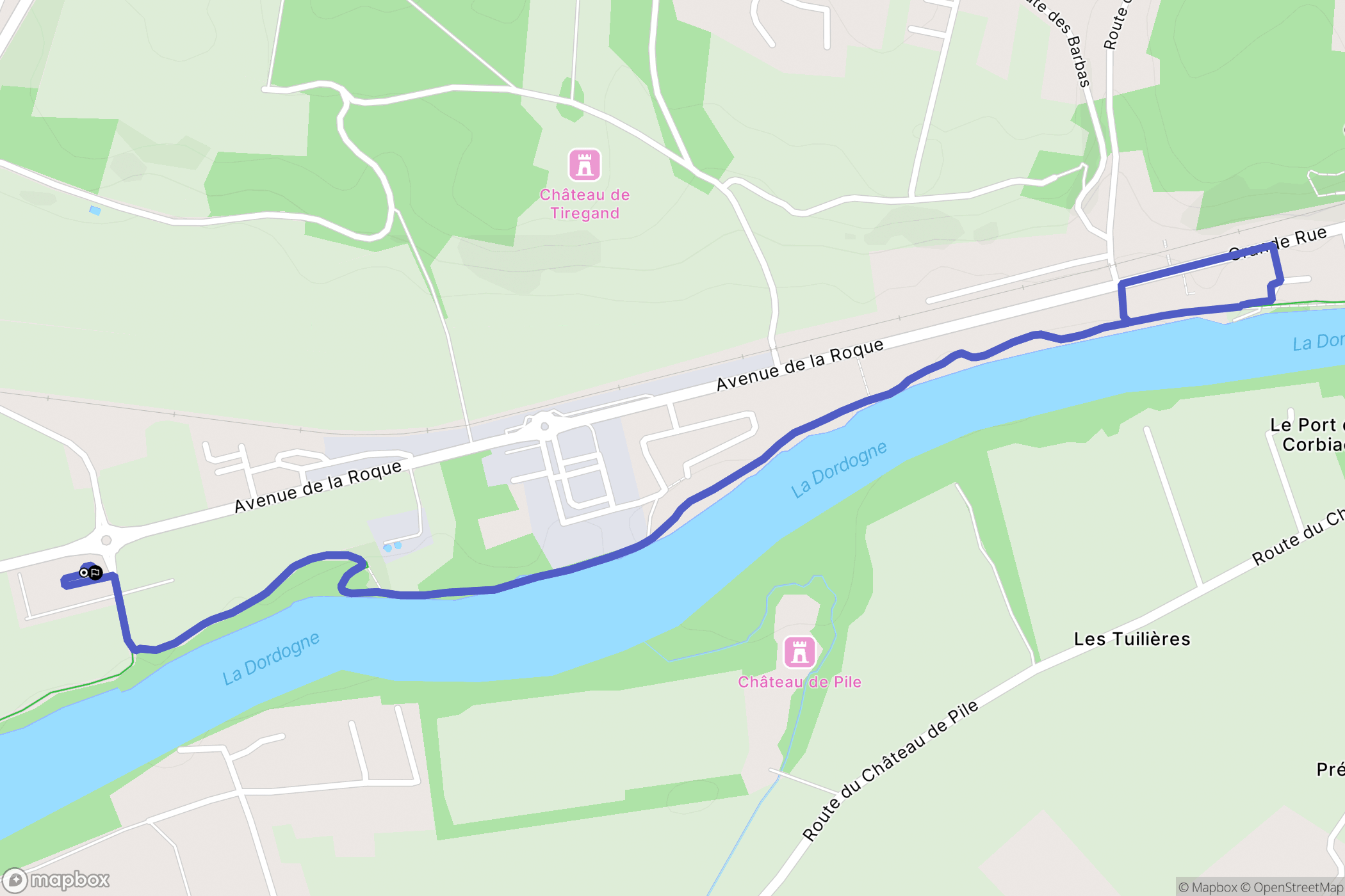 Bergerac : carte du parcours de randonnée - France