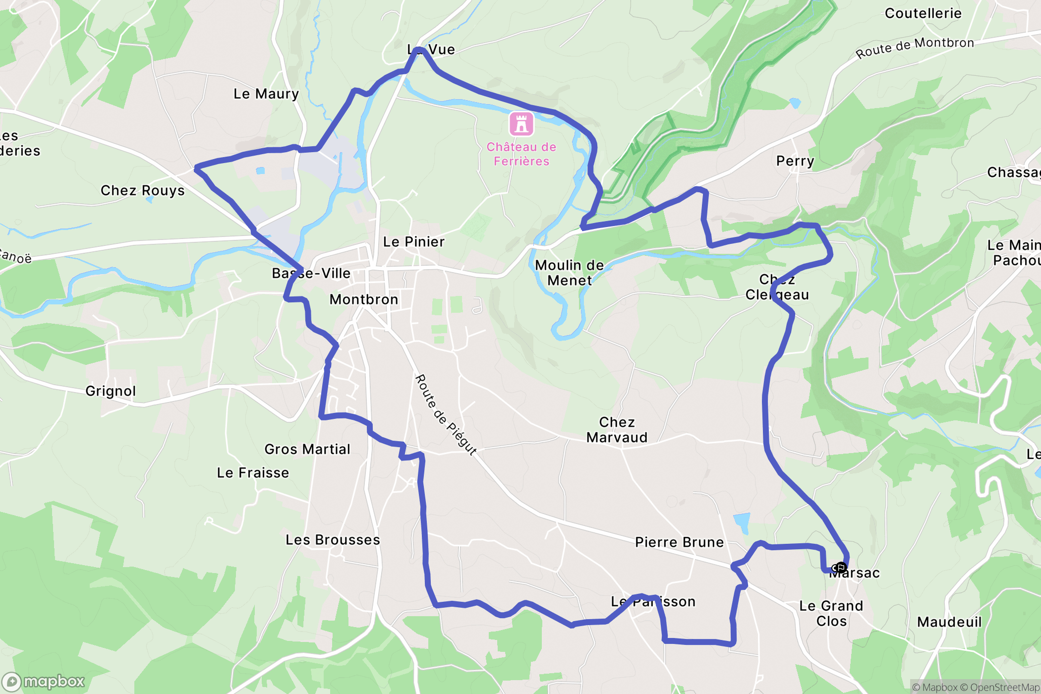 Eymouthiers : carte du parcours de randonnée - France