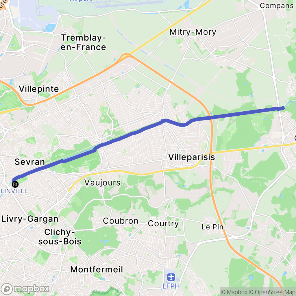 Sevran : carte du parcours de randonnée - France