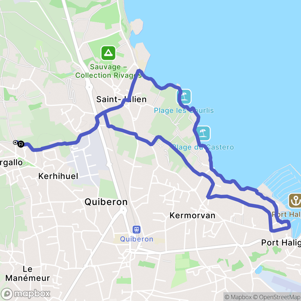 Quiberon : carte du parcours de randonnée - France