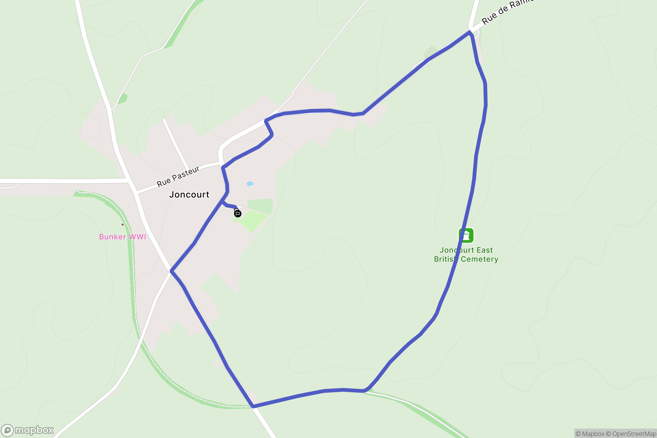Joncourt : carte du parcours de randonnée - France