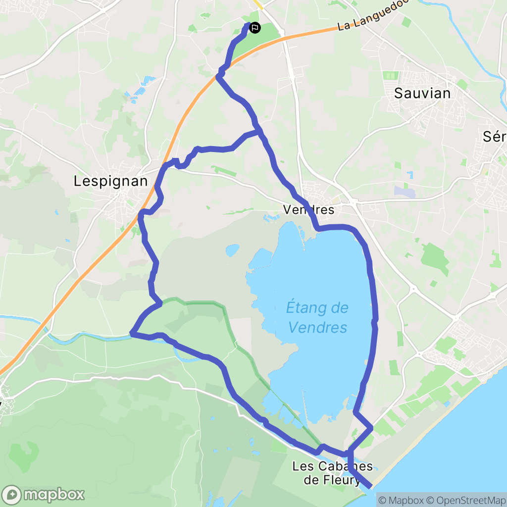 Béziers : carte du parcours de randonnée - France