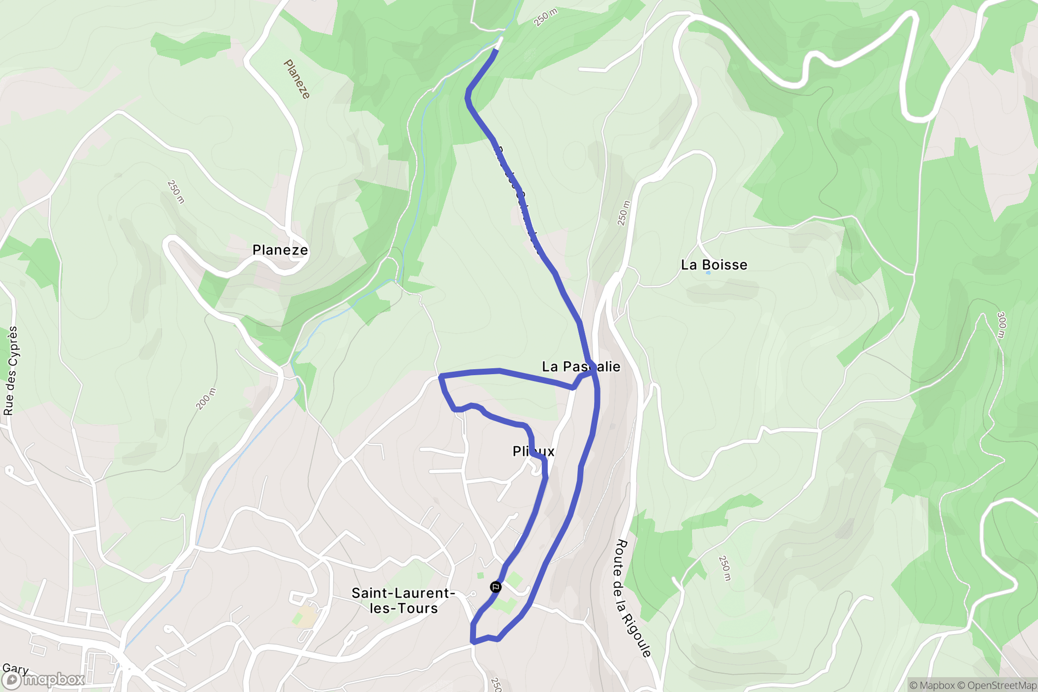 Saint-Laurent-les-Tours : carte du parcours de randonnée - France