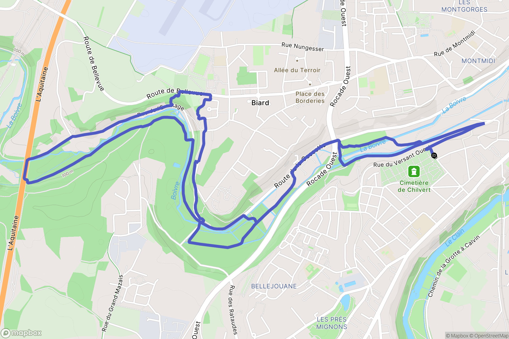 Poitiers : carte du parcours de randonnée - France